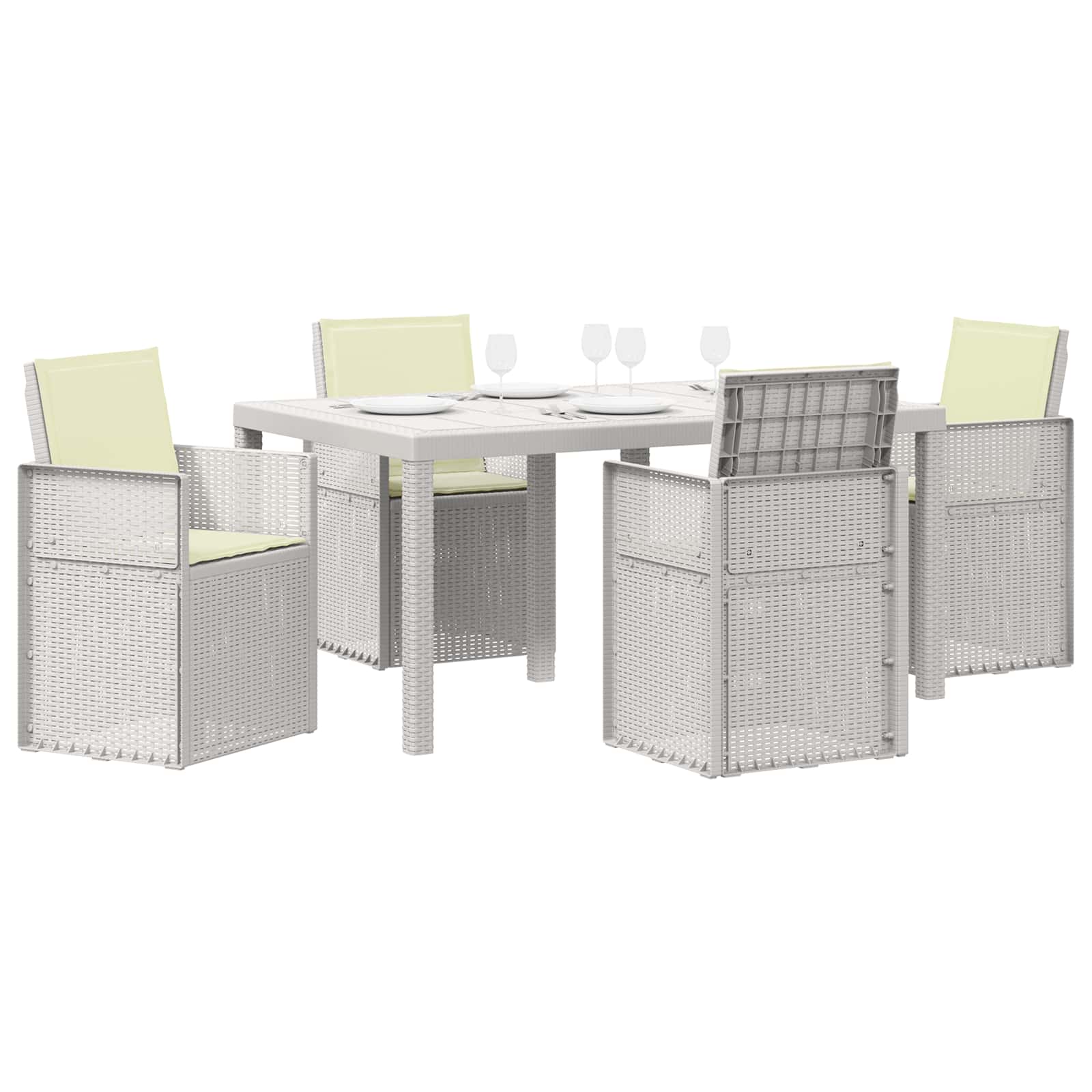 Ensemble de salle à manger pour jardin 5 pc Blanc et crème PP