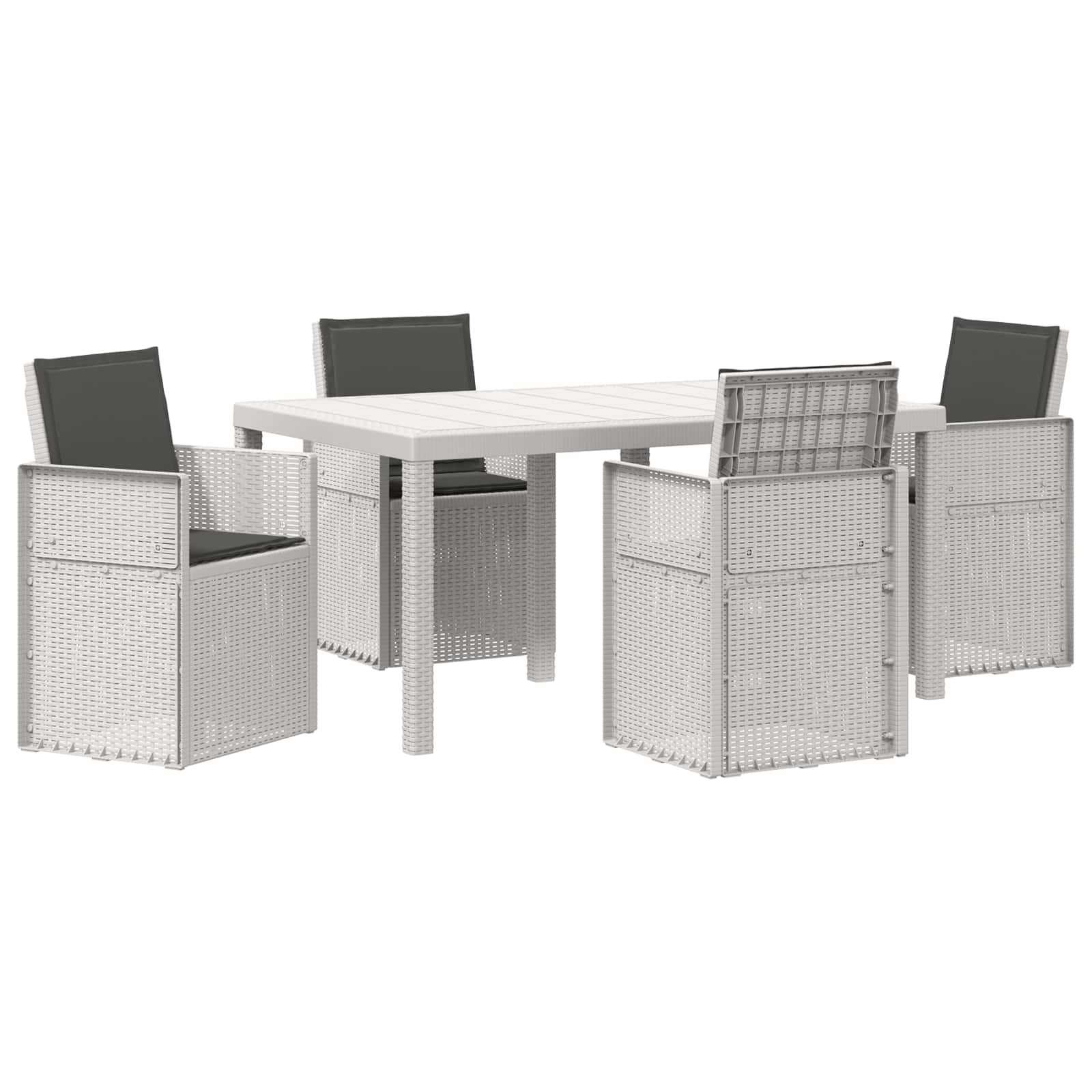 Ensemble de salle à manger pour jardin 5 pc Blanc et anthracite