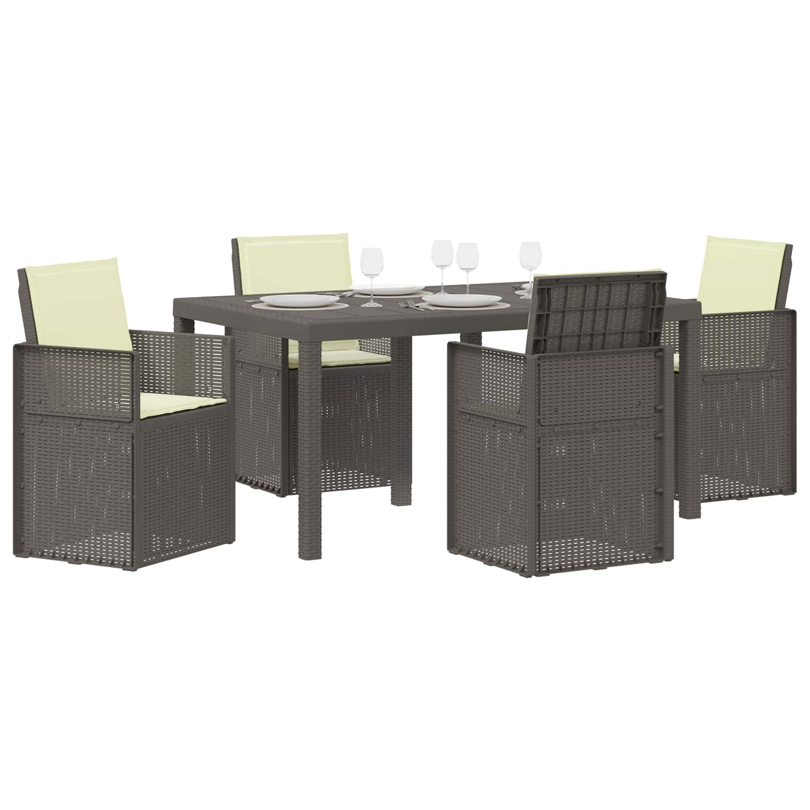 Ensemble de salle à manger pour jardin 5 pc Gris clair et Crème