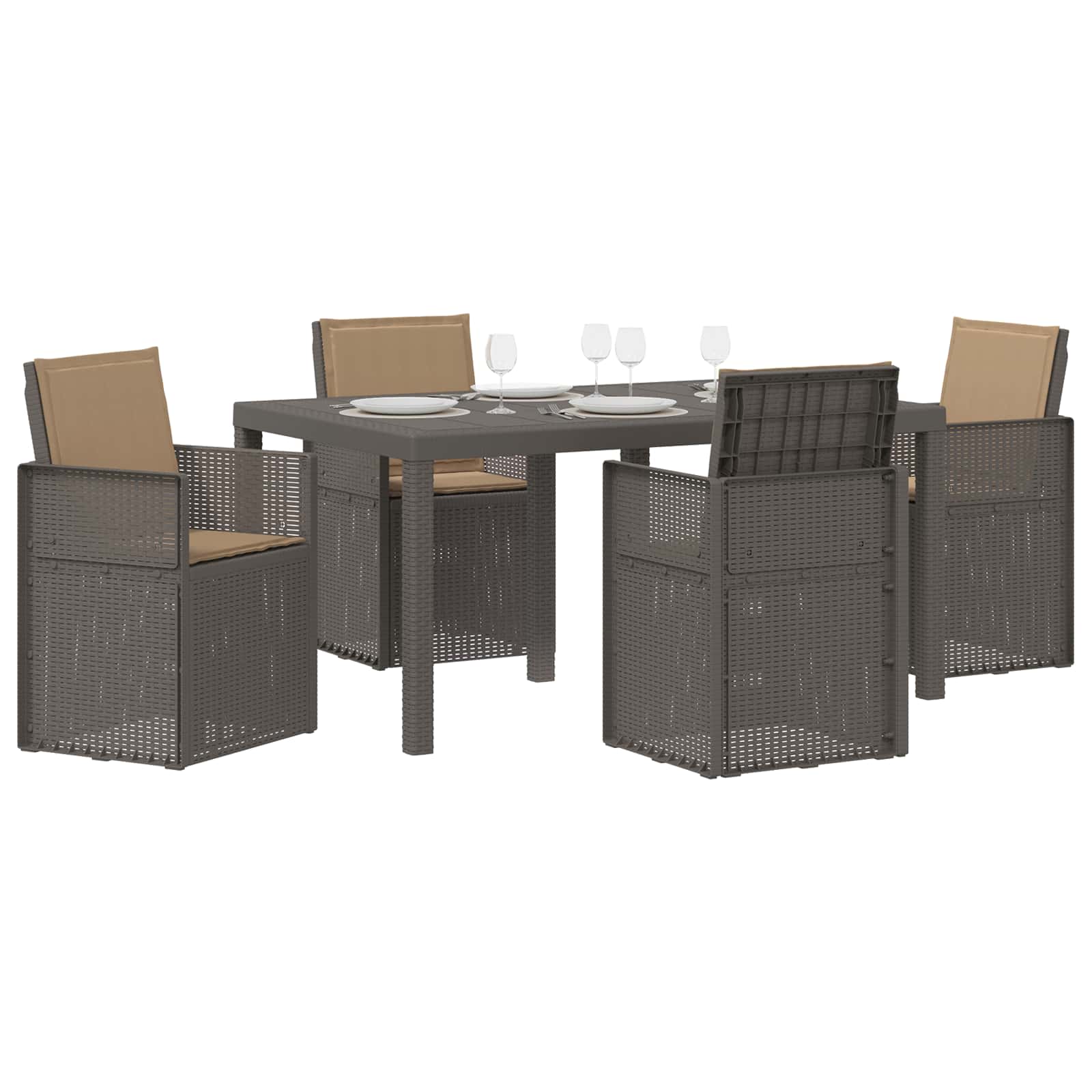 Ensemble de salle à manger pour jardin 5 pc Gris clair et Taupe