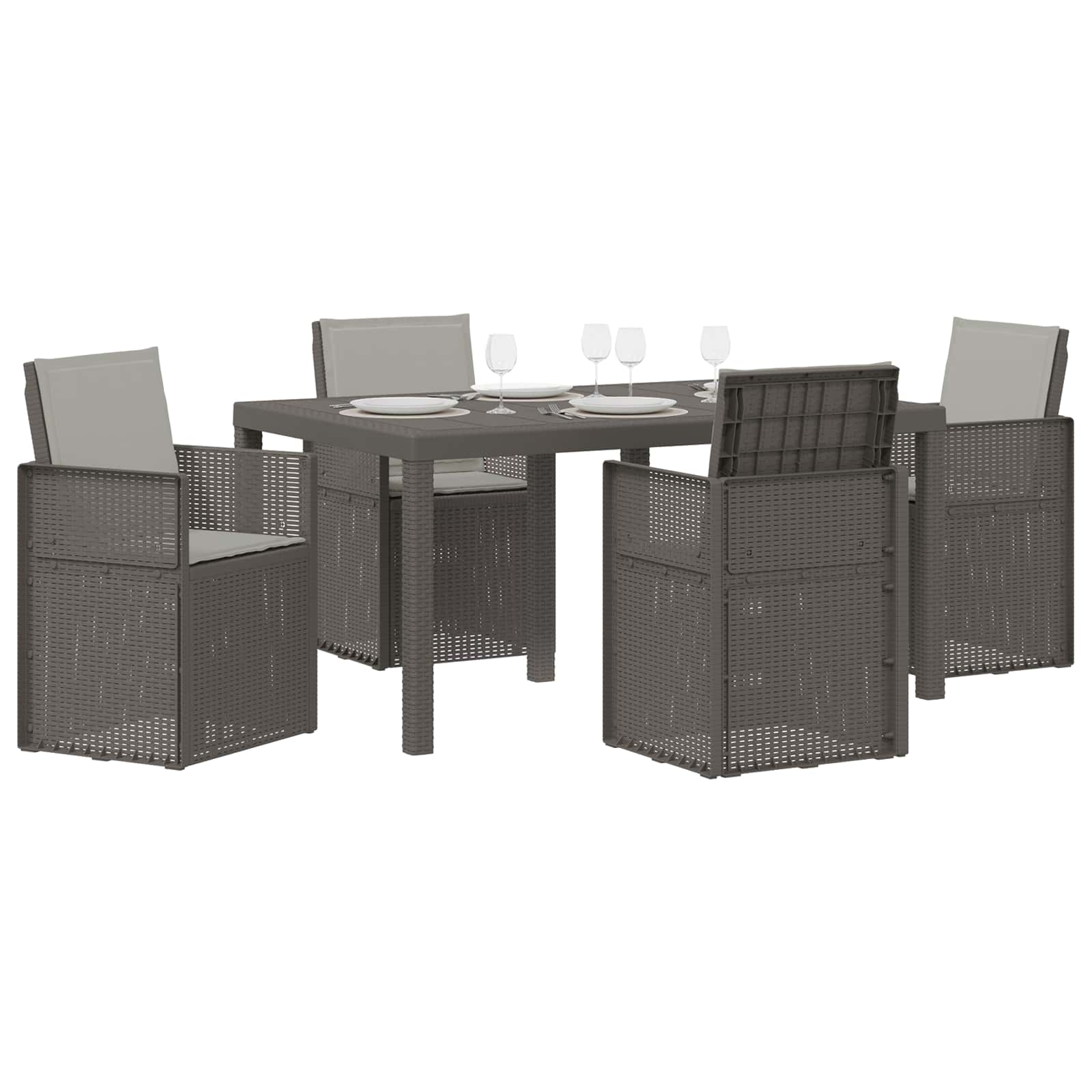 Ensemble de salle à manger pour jardin 5 pc Gris clair PP