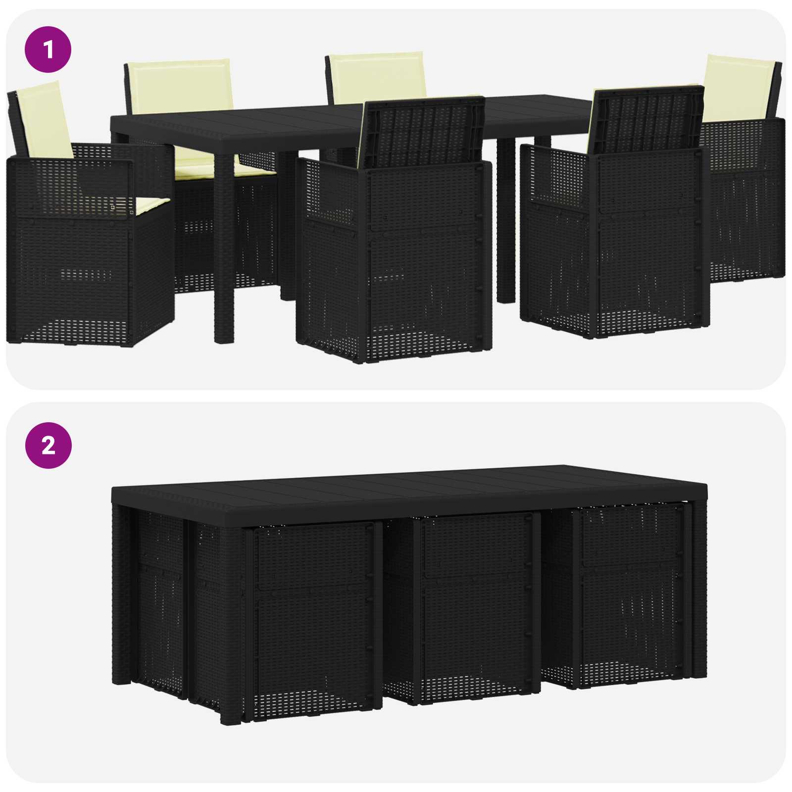 Ensemble de salle à manger pour jardin avec coussin 7 pcs PP - XIOS