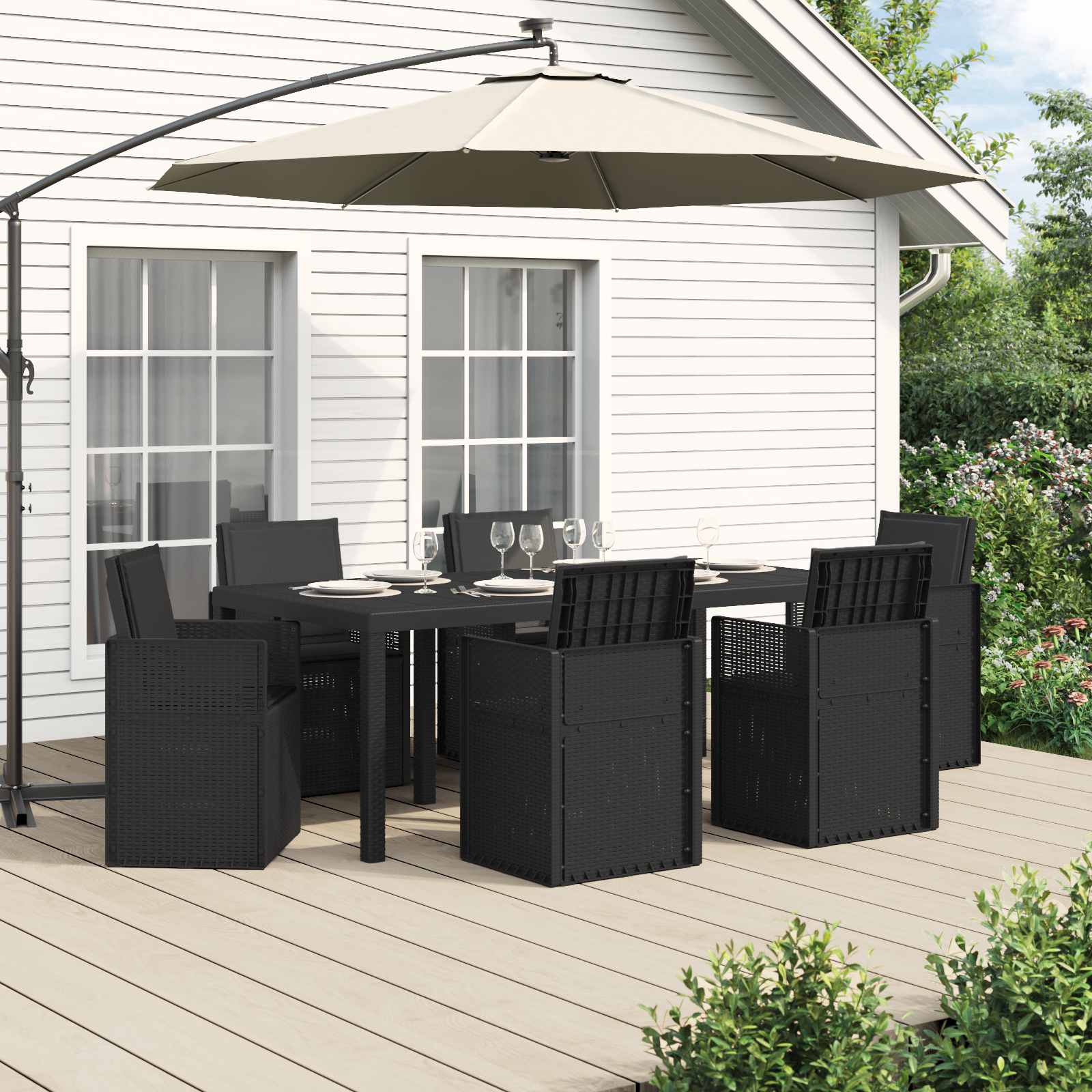 Ensemble de salle à manger pour jardin 7 pcs Anthracite PP - XIOS