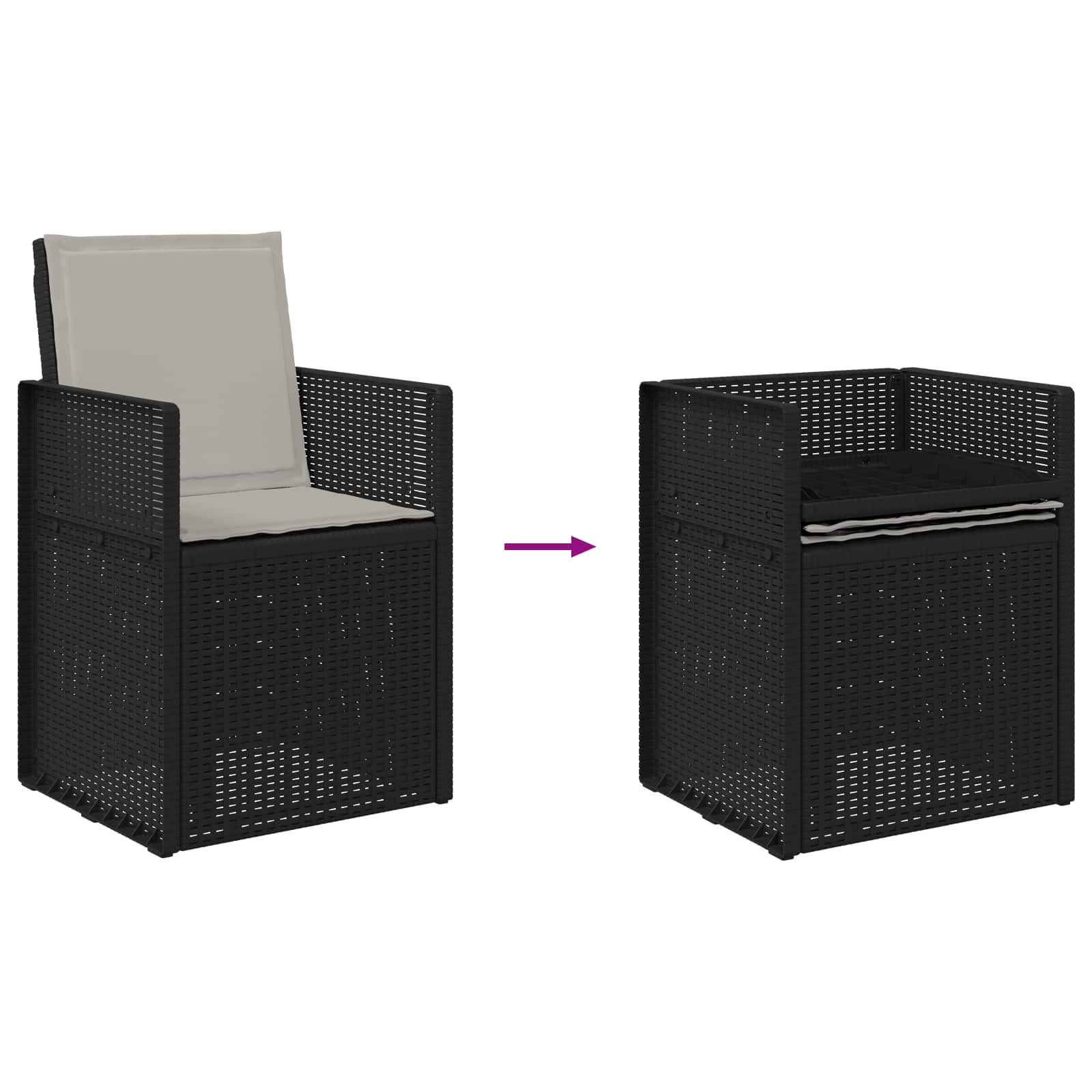 Ensemble de salle à manger pour jardin avec coussin 7 pcs PP - XIOS