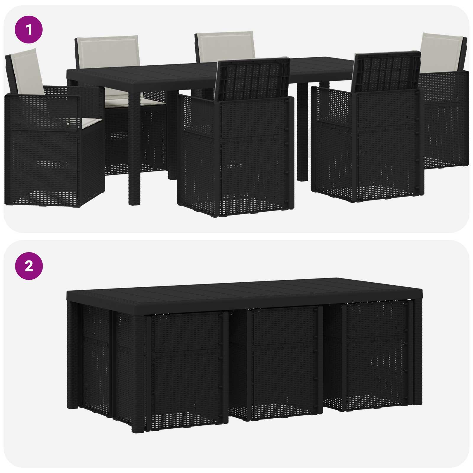Ensemble de salle à manger pour jardin avec coussin 7 pcs PP - XIOS