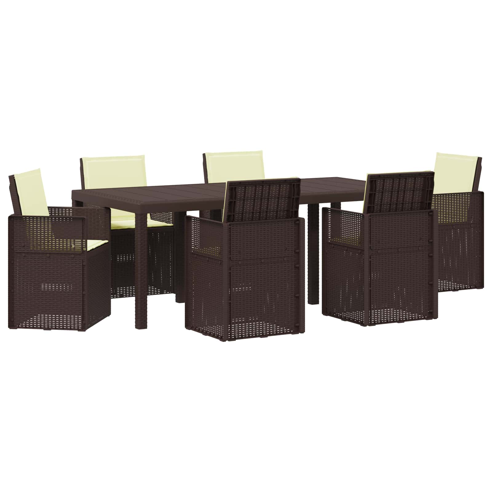 Ensemble de salle à manger pour jardin 7 pcs Marron et crème PP - XIOS
