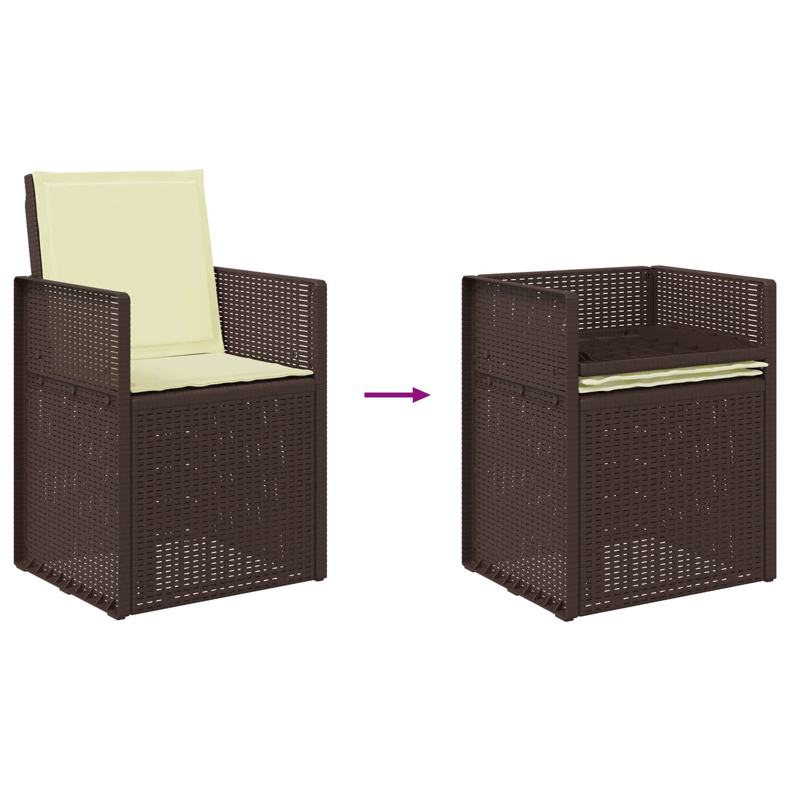 Ensemble de salle à manger pour jardin 7 pcs Marron et crème PP - XIOS