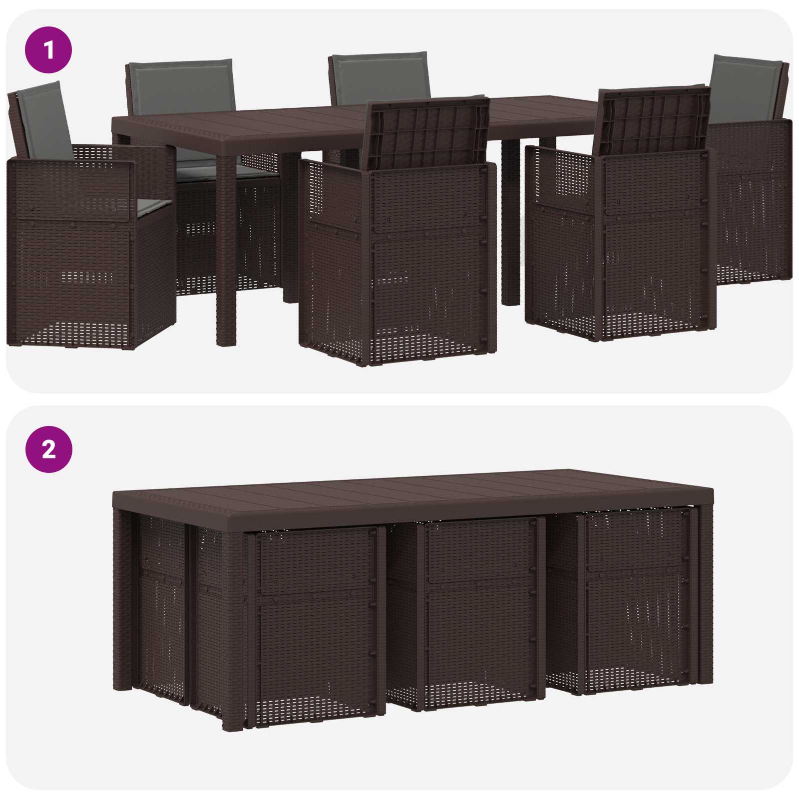 Ensemble de salle à manger pour jardin avec coussin 7 pcs PP - XIOS