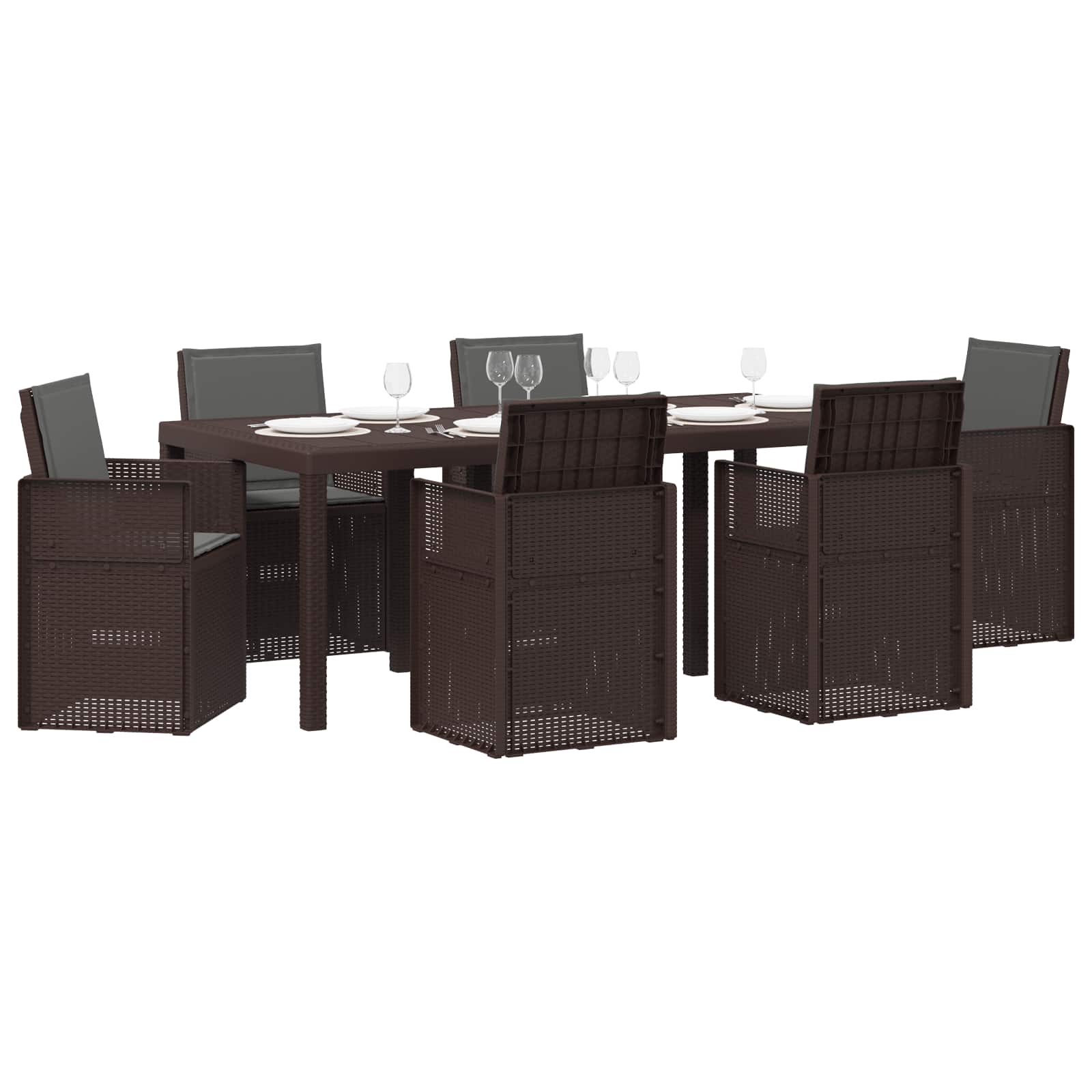 Ensemble de salle à manger pour jardin avec coussin 7 pcs PP - XIOS