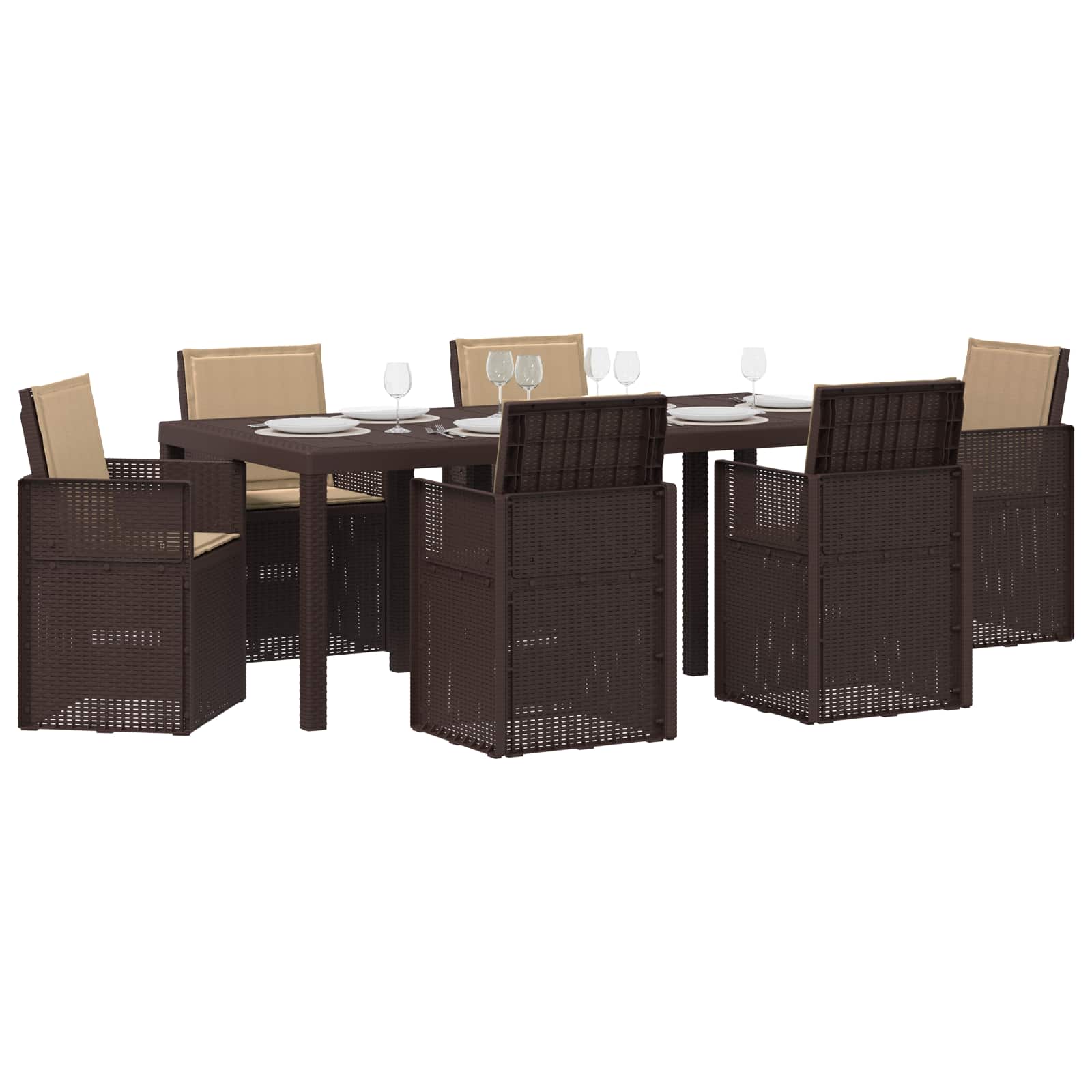 Ensemble de salle à manger pour jardin 7 pcs Marron et taupe PP - XIOS