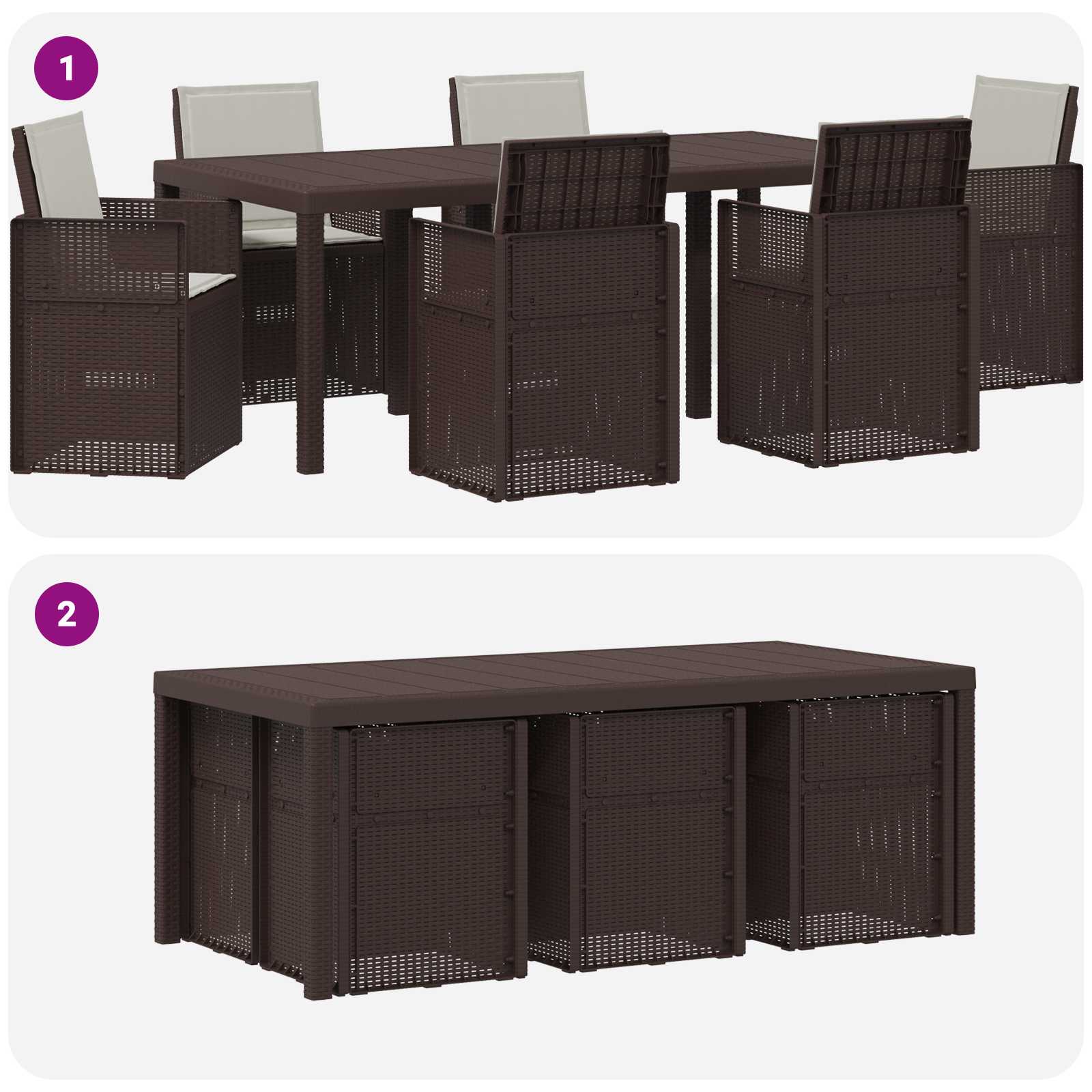 Ensemble de salle à manger pour jardin avec coussin 7 pcs PP - XIOS