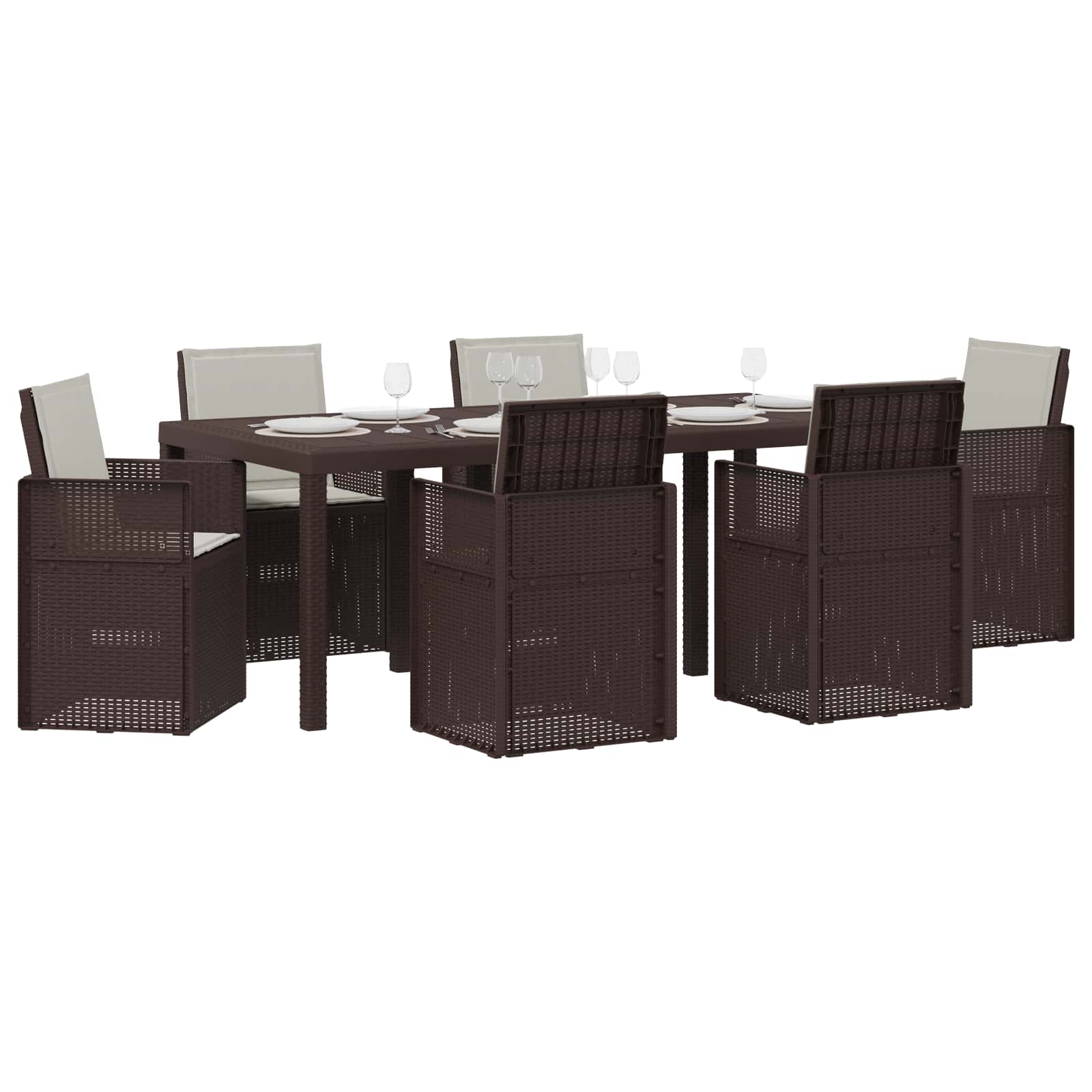 Ensemble de salle à manger pour jardin avec coussin 7 pcs PP - XIOS