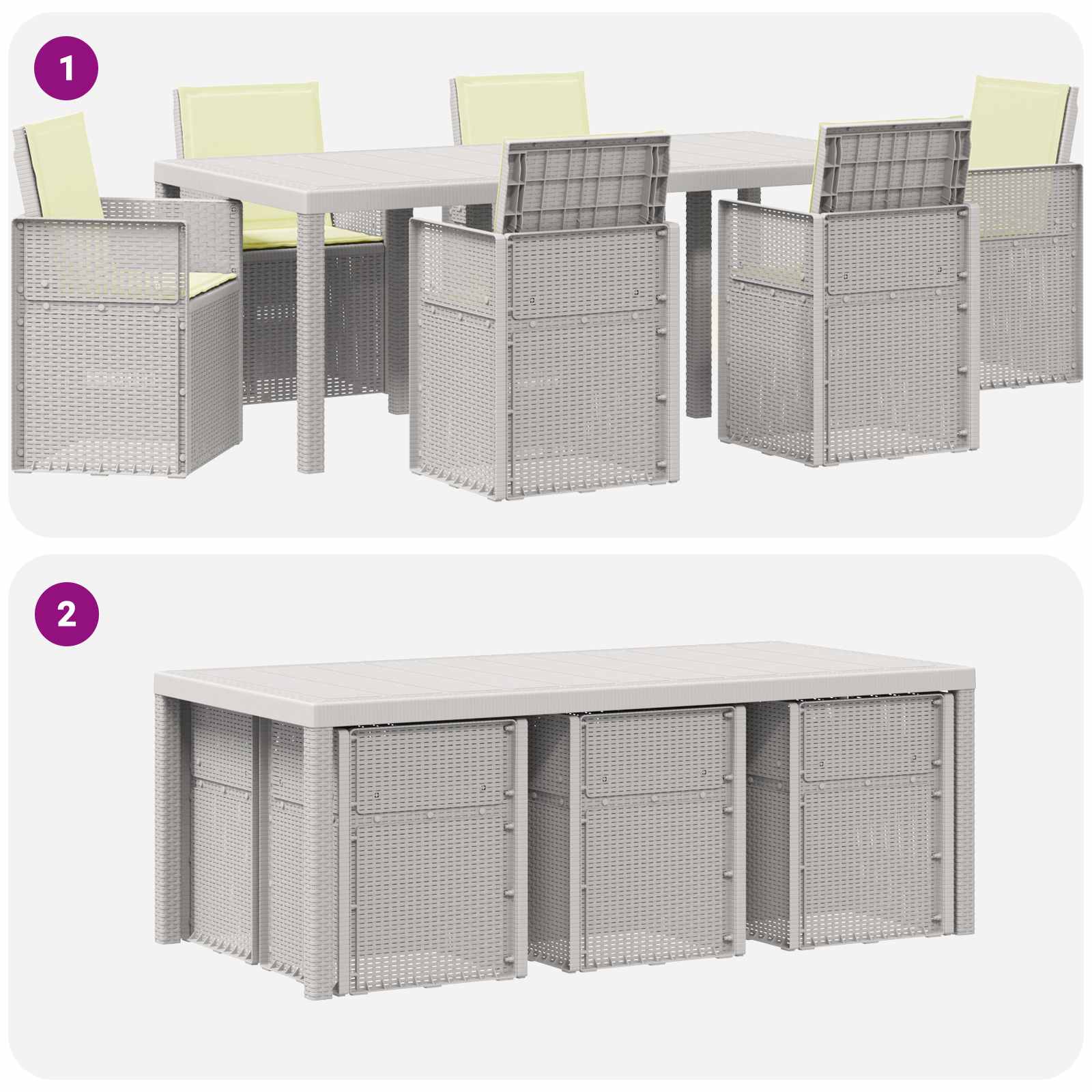 Ensemble de salle à manger pour jardin 7 pcs Blanc et crème PP - XIOS