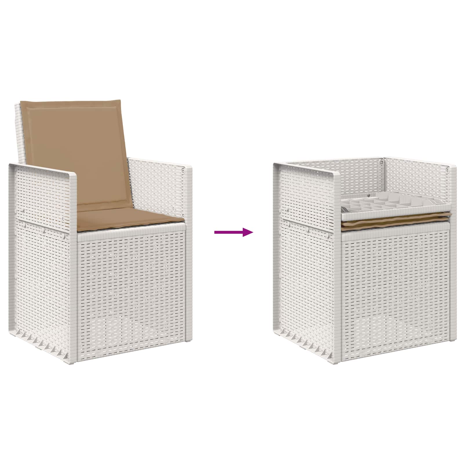 Ensemble de salle à manger pour jardin 7 pcs Blanc et taupe PP - XIOS