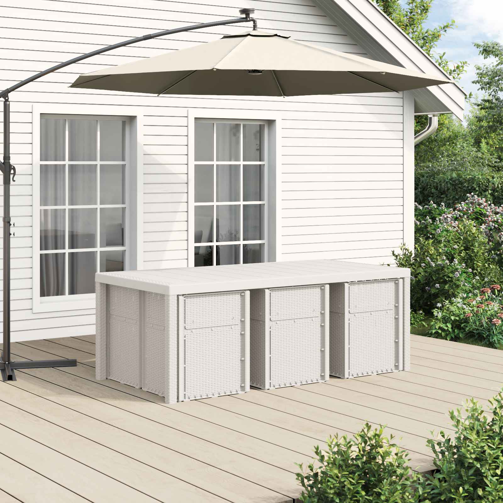 Ensemble de salle à manger pour jardin avec coussin 7 pcs PP - XIOS