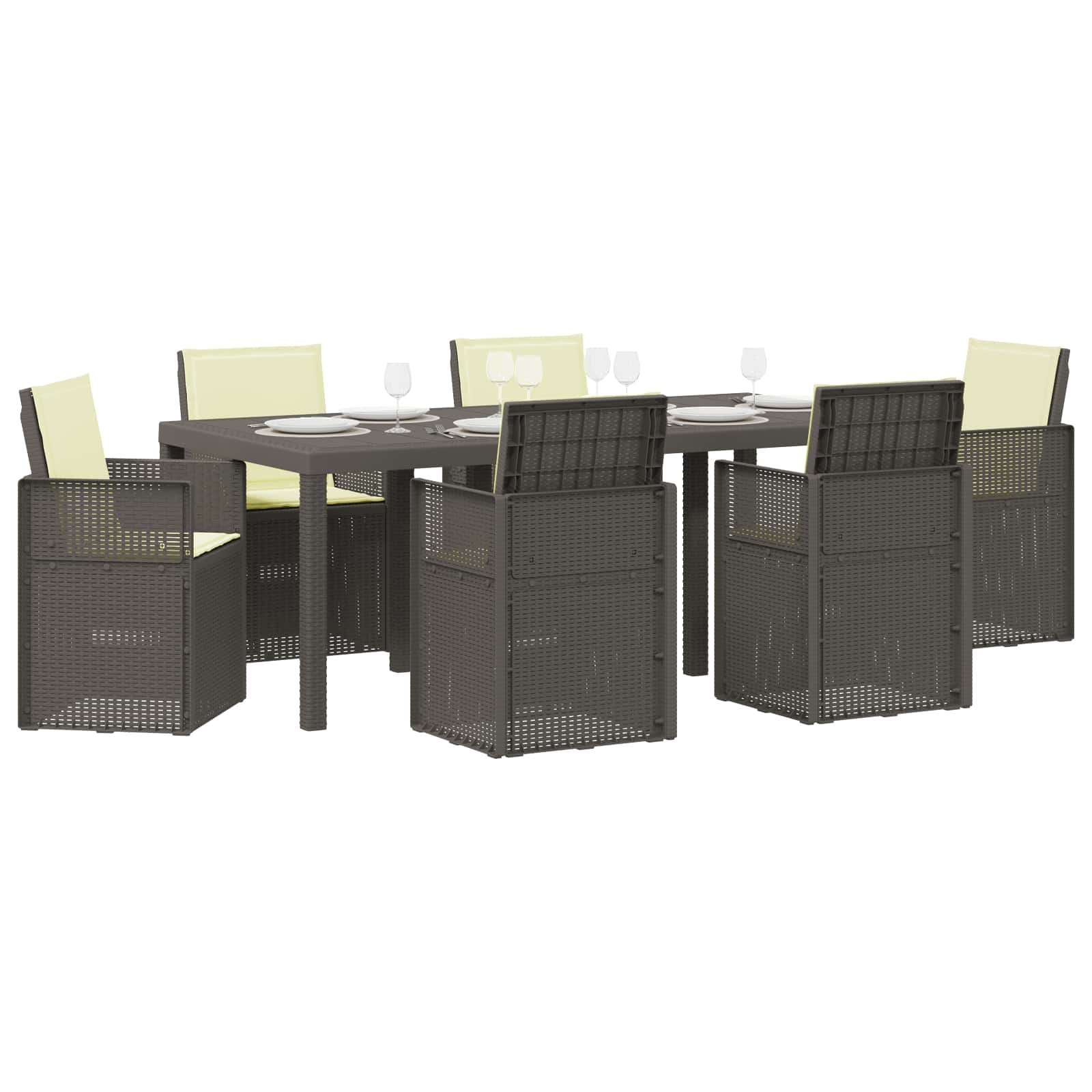 Ensemble de salle à manger pour jardin avec coussin 7 pcs PP - XIOS
