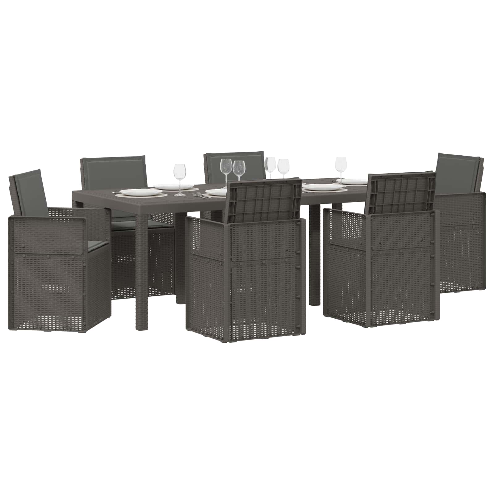 Ensemble de salle à manger pour jardin avec coussin 7 pcs PP - XIOS
