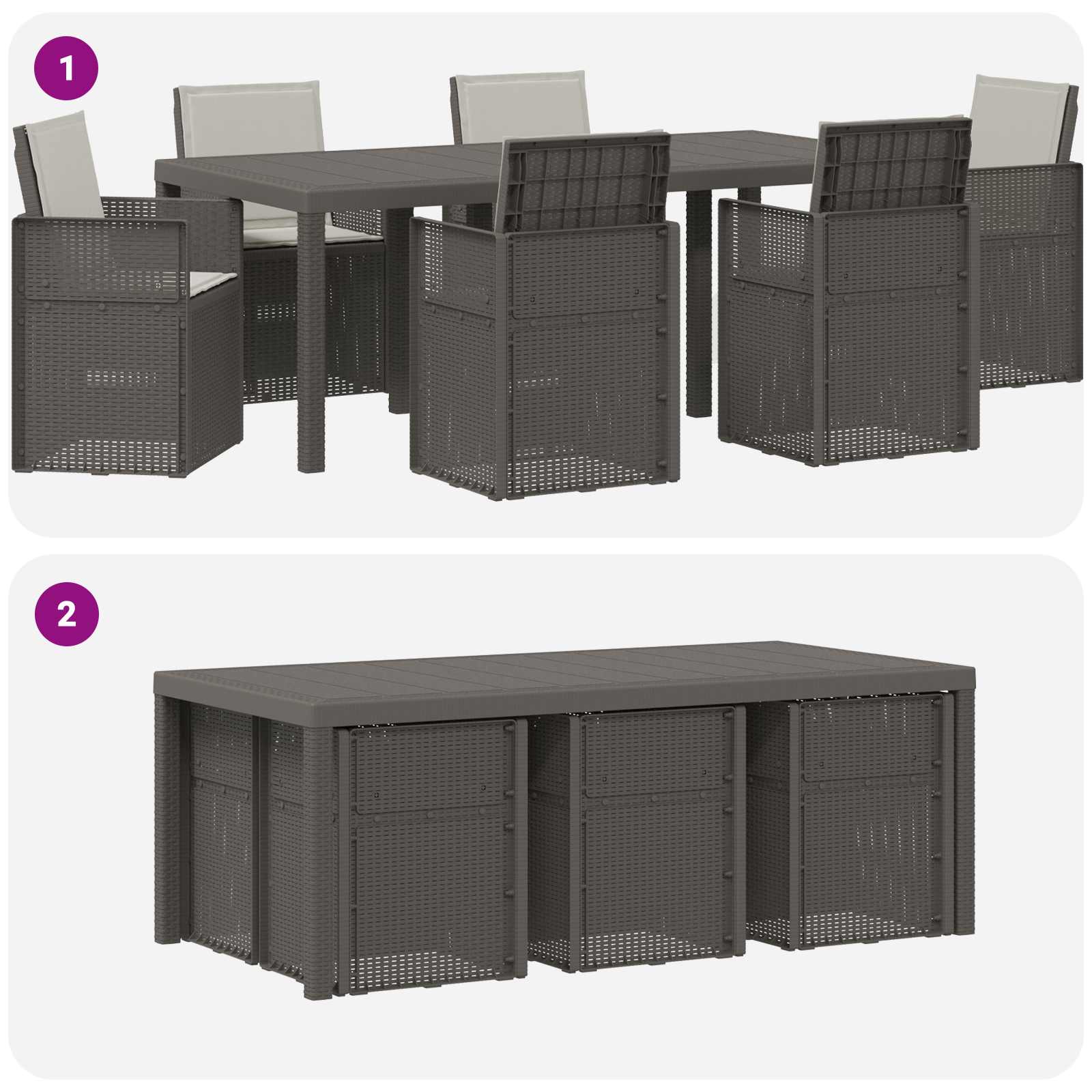 Ensemble de salle à manger pour jardin 7 pcs Gris clair PP - XIOS