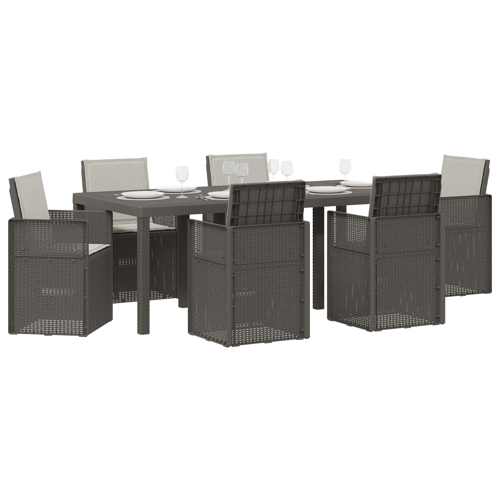Ensemble de salle à manger pour jardin 7 pcs Gris clair PP - XIOS