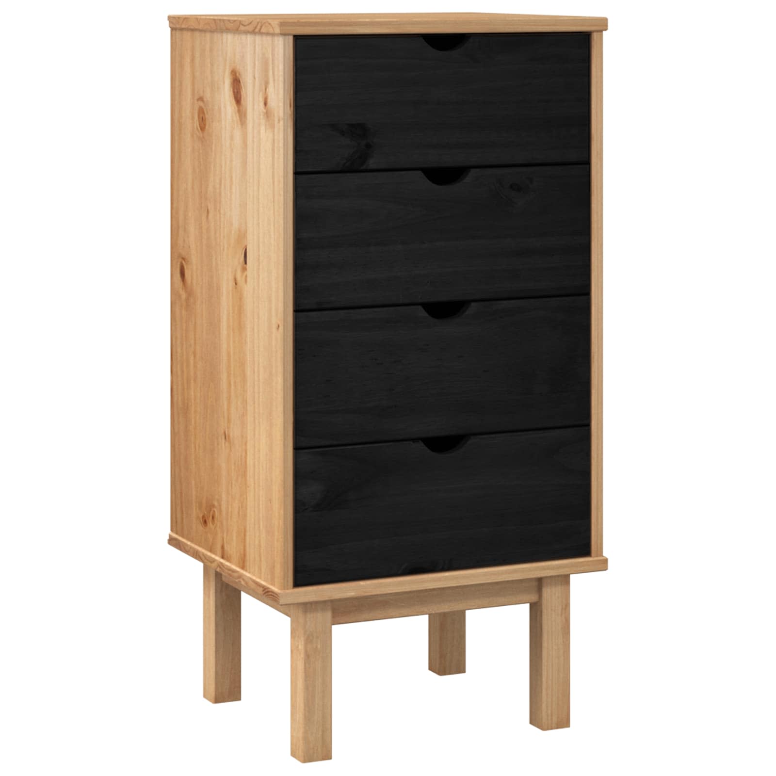 Commode OTTA Noir 45 x 39 x 90 cm Bois de pin massif - XIOS