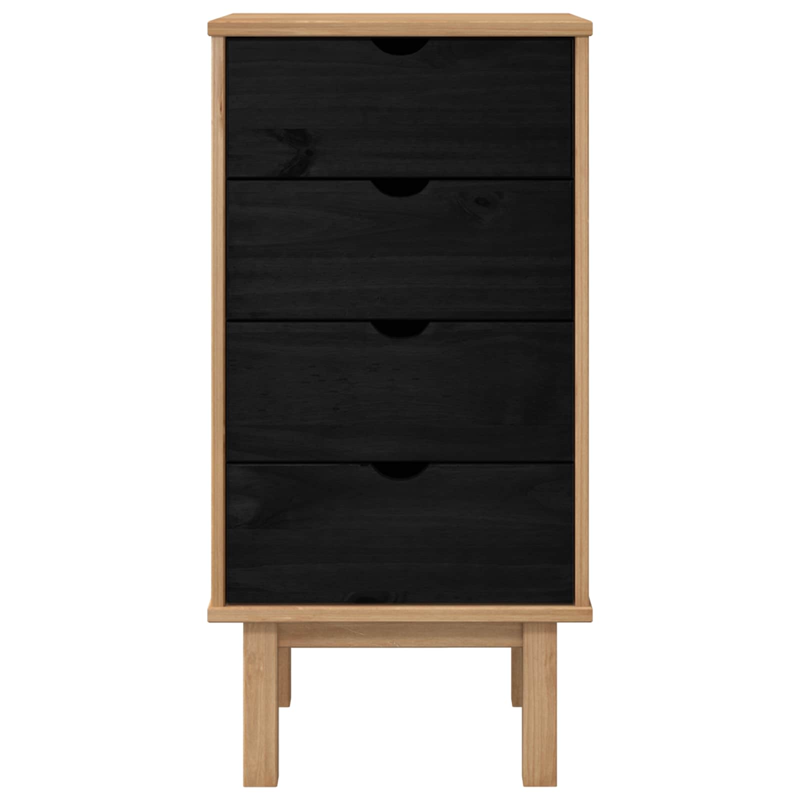 Commode OTTA Noir 45 x 39 x 90 cm Bois de pin massif - XIOS