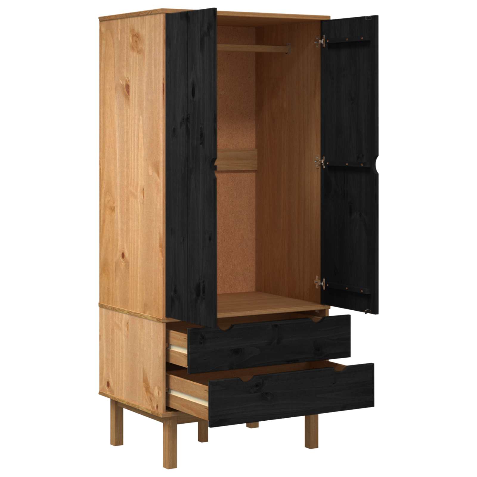 Armoire OTTA Noir 76,5 x 53 x 172 cm Bois de pin massif - XIOS