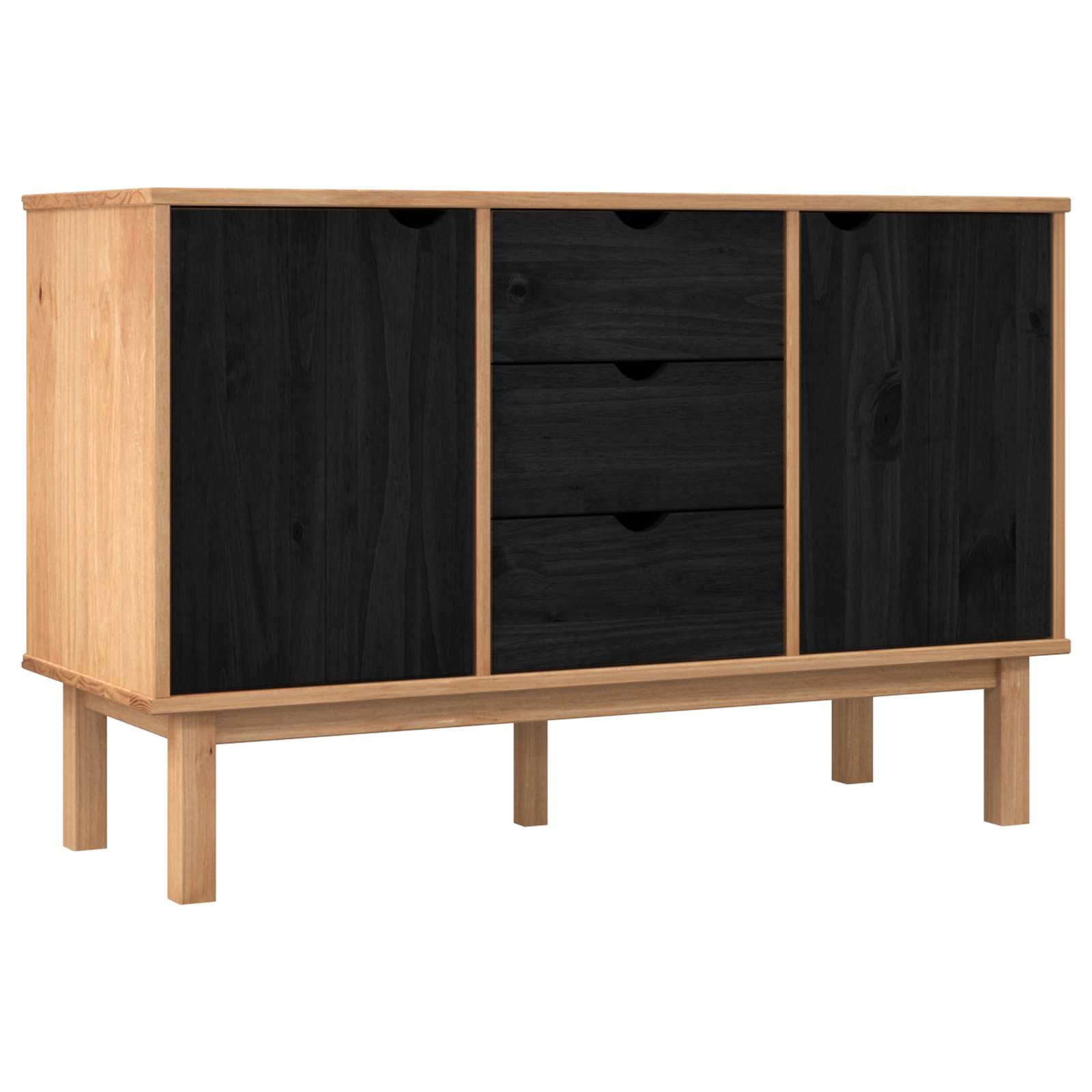 Buffet OTTA Noir 113,5 x 43 x 73 cm Bois de pin massif - XIOS