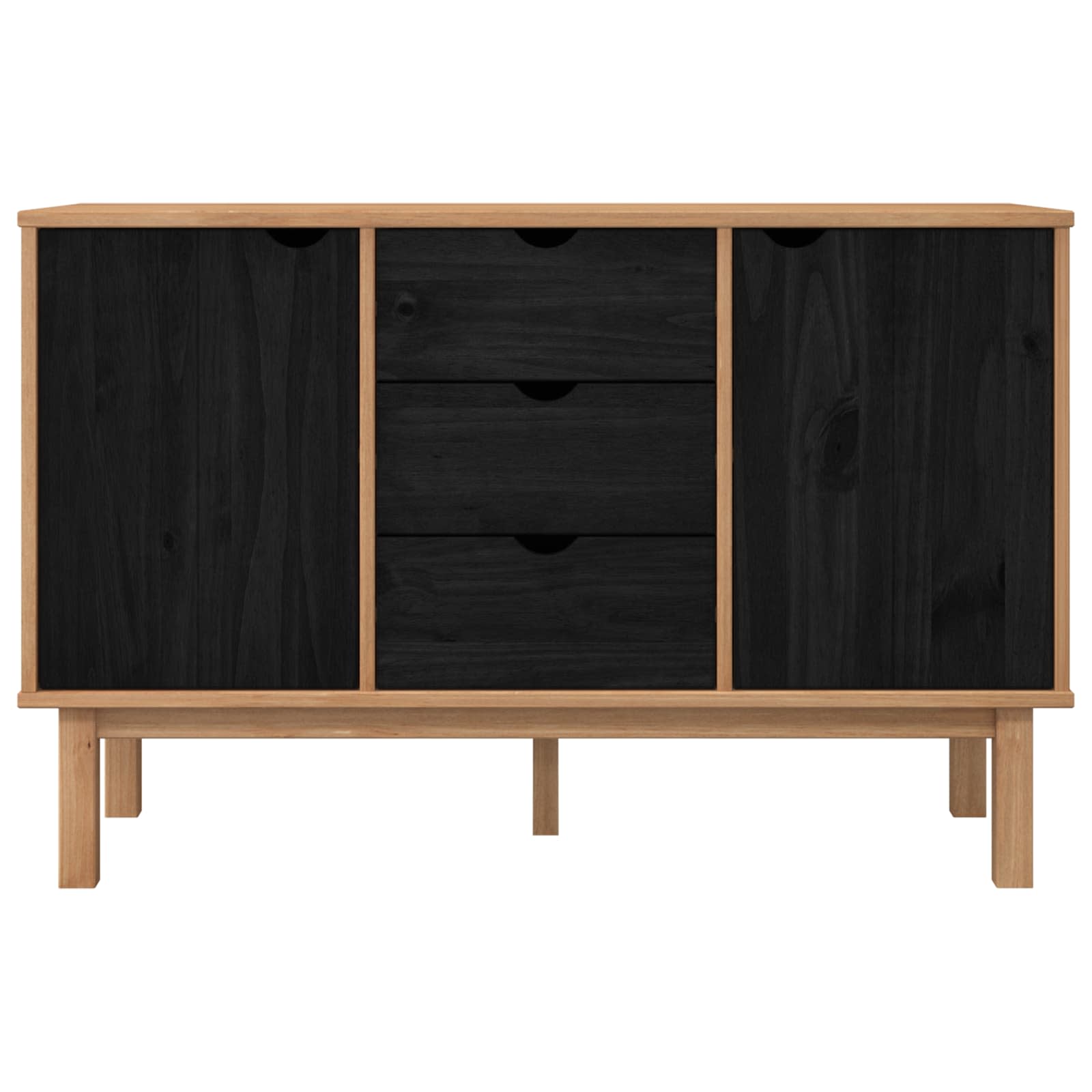 Buffet OTTA Noir 113,5 x 43 x 73 cm Bois de pin massif - XIOS