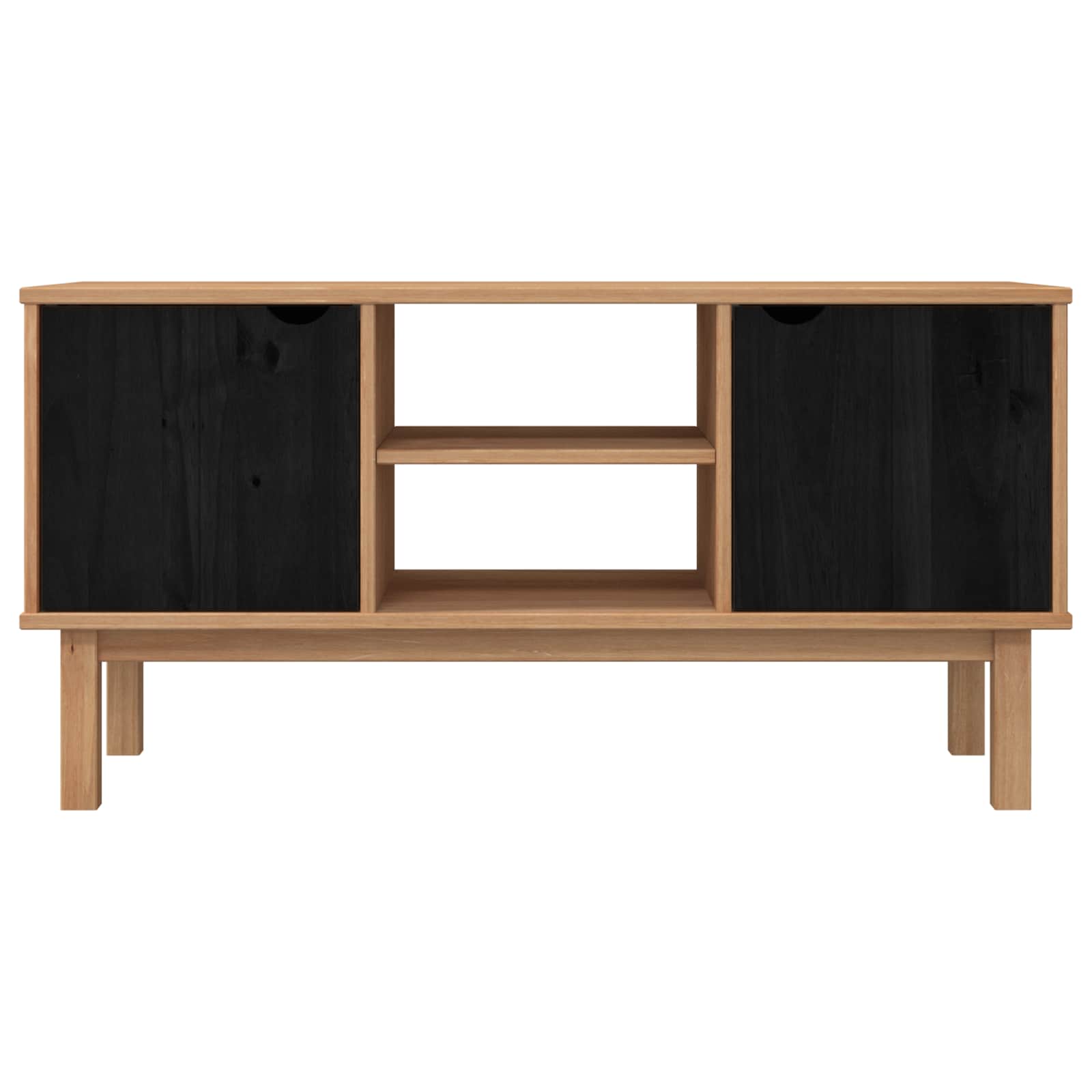 Meuble TV OTTA 113,5 x 43 x 57 cm Noir Bois de pin massif - XIOS