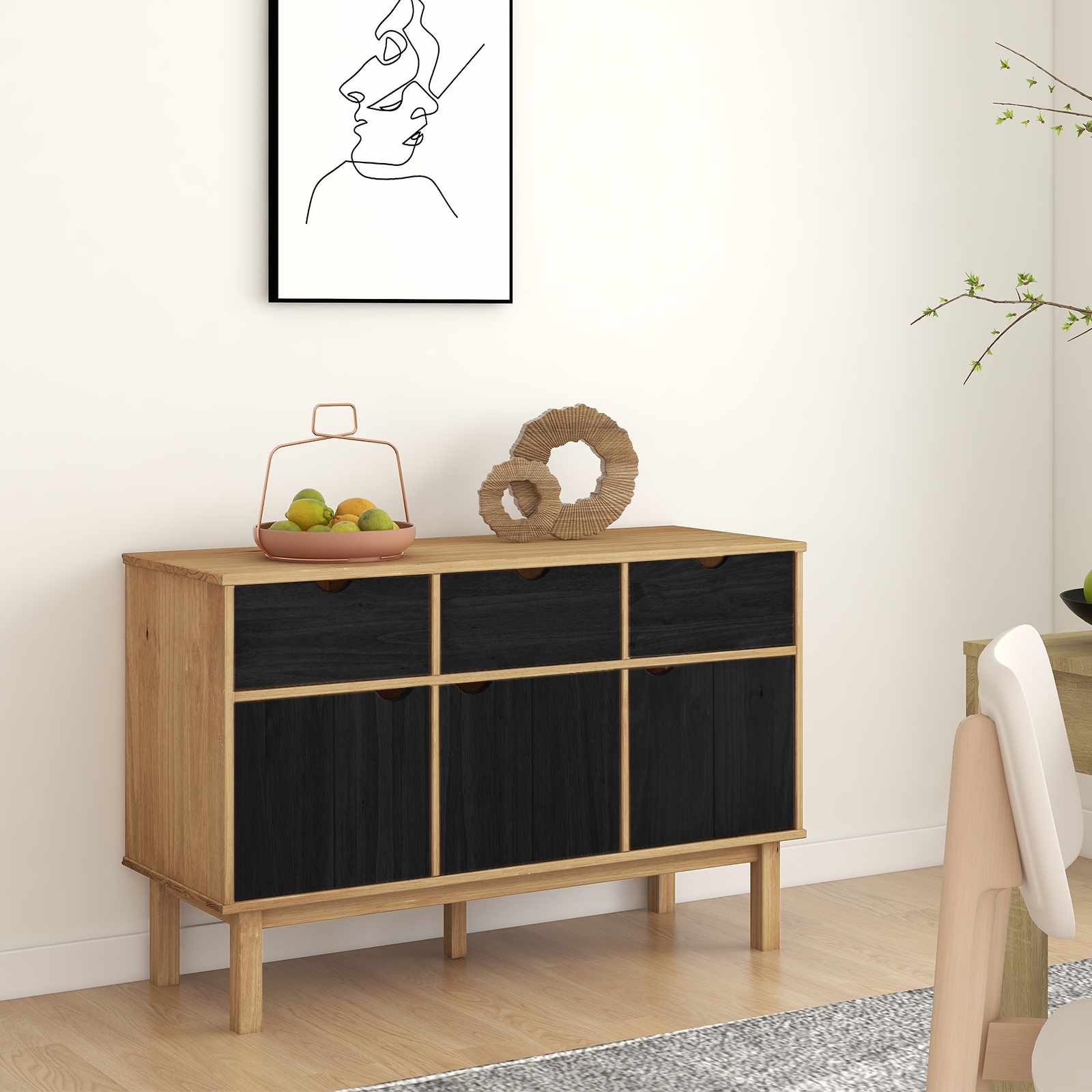 Buffet OTTA Marron et noir 114 x 43 x 73,5 cm - XIOS