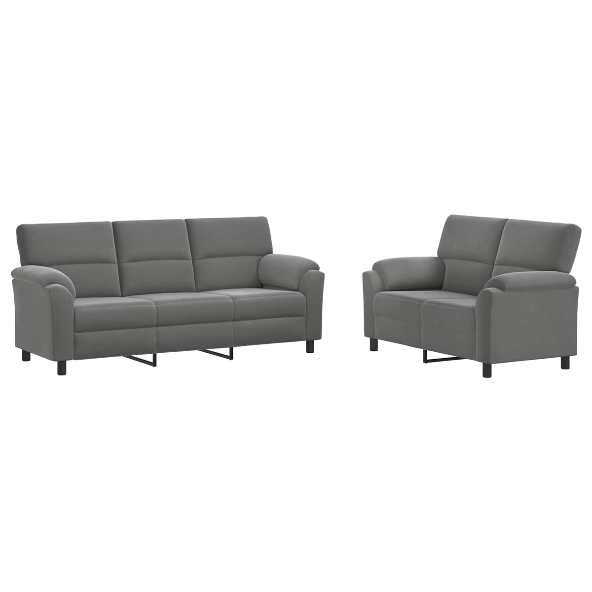 Ensemble de Canapés 2 pcs Gris foncé Velours