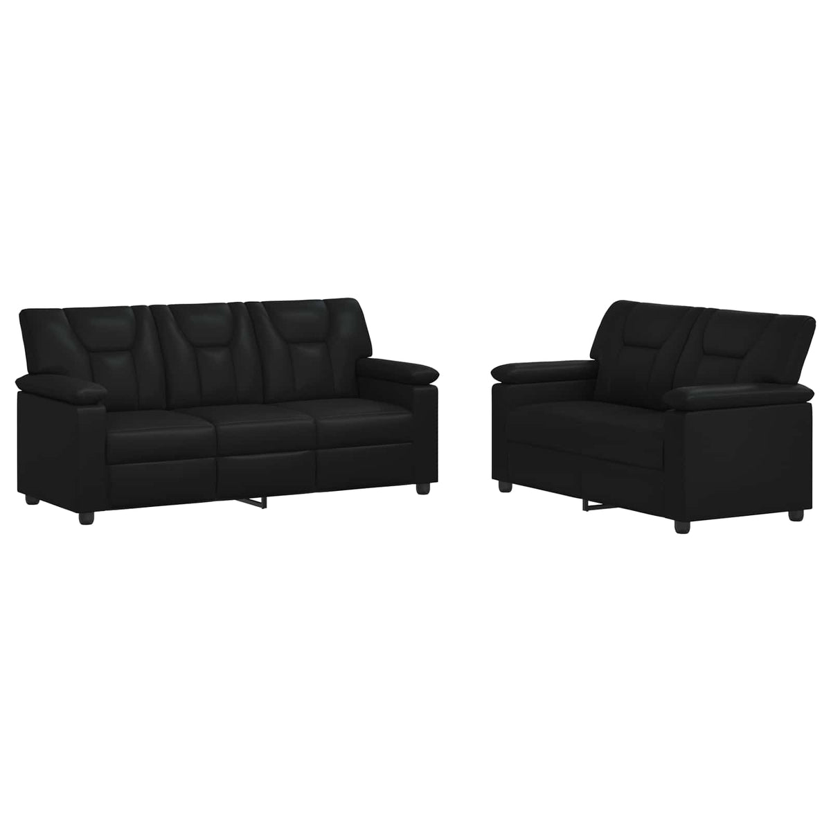 Ensemble de Canapés 2 pcs Noir Simili cuir
