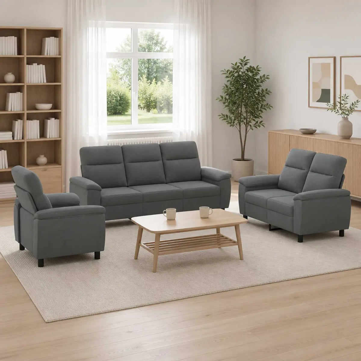 Ensemble de Canapés 3 pcs Gris foncé Tissu - XIOS