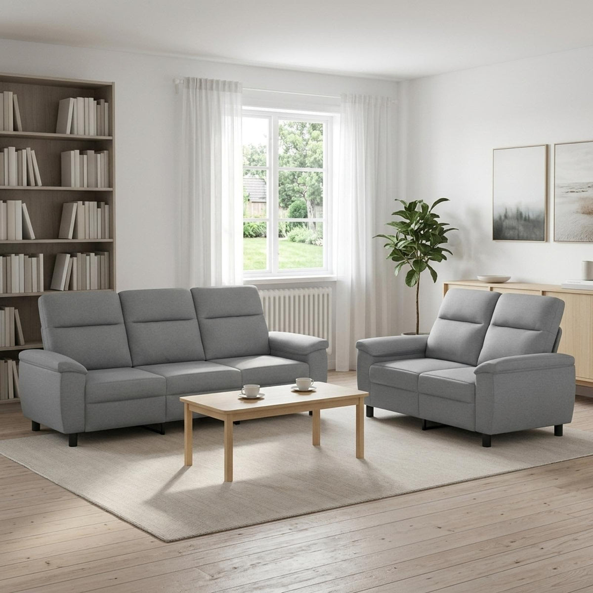 Ensemble de Canapés 2 pcs Gris clair Tissu