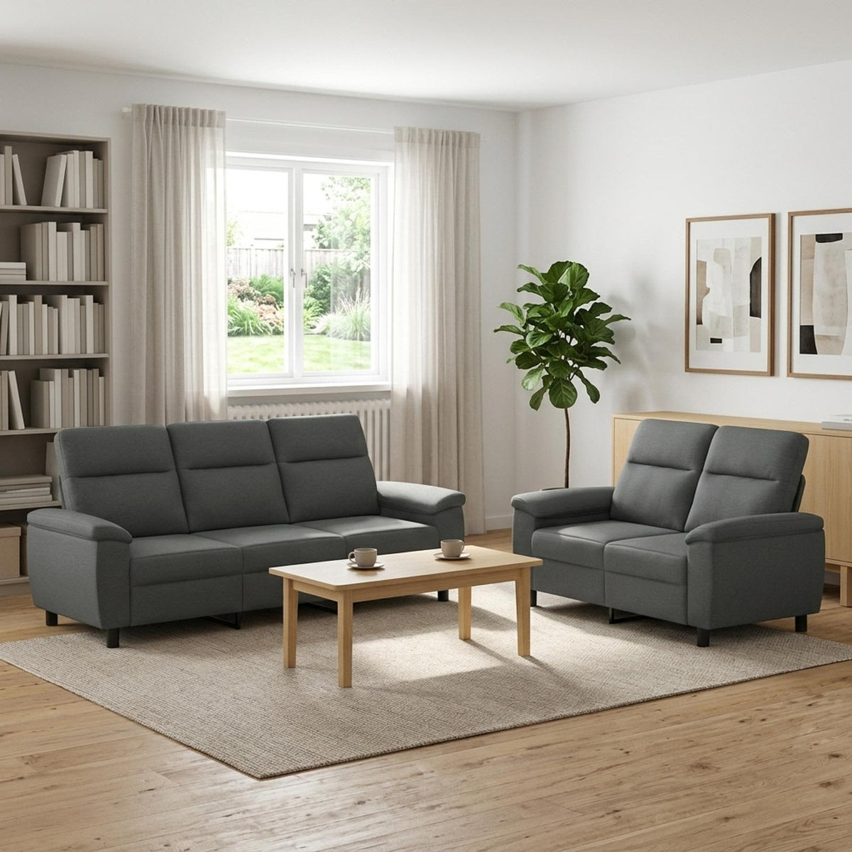 Ensemble de Canapés 2 pcs Gris foncé Tissu