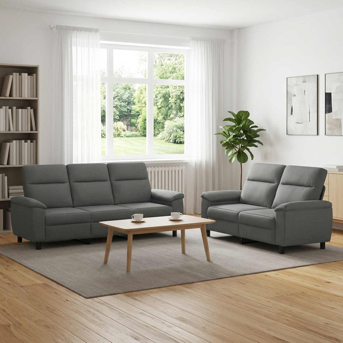 Ensemble de Canapés 2 pcs Gris foncé Tissu