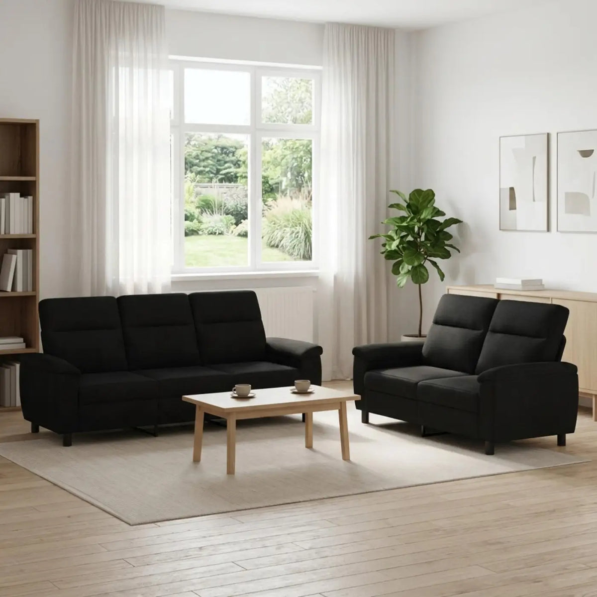 Ensemble de Canapés 2 pcs Noir Tissu - XIOS
