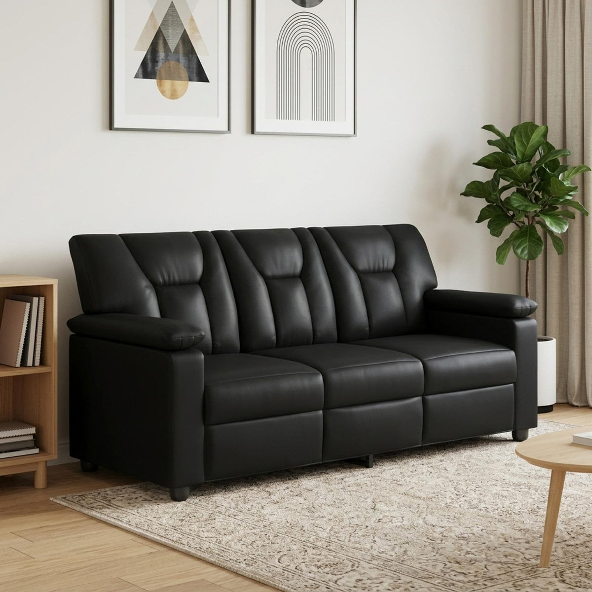Canapé Noir 191 x 85 x 93 cm Simili cuir