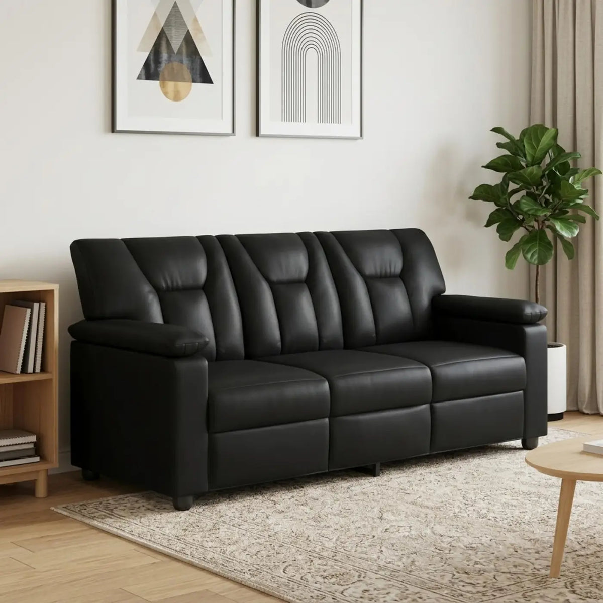 Canapé Noir 191 x 85 x 93 cm Simili cuir - XIOS