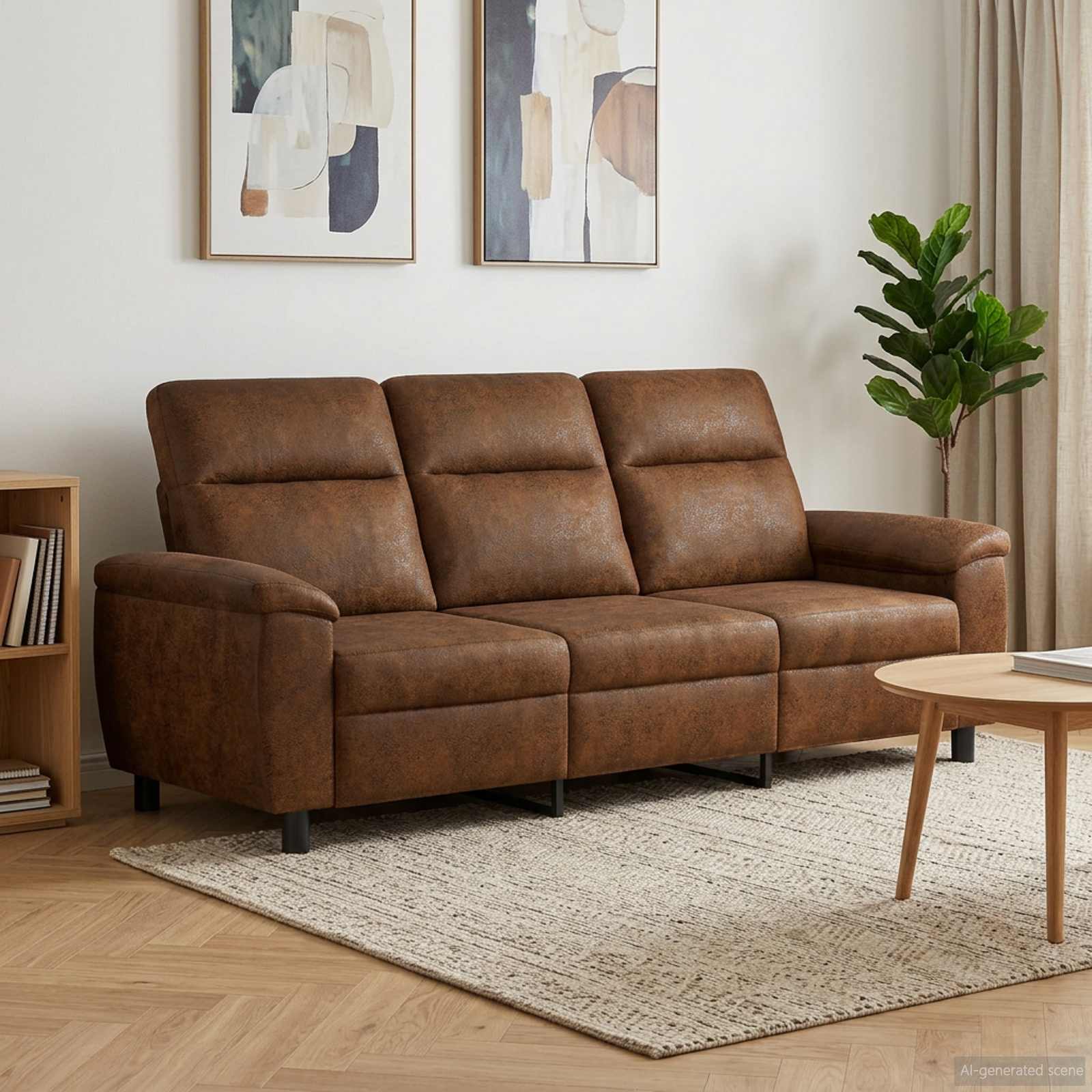 Canapé Marron 214 x 90 x 95 cm Simili daim - XIOS