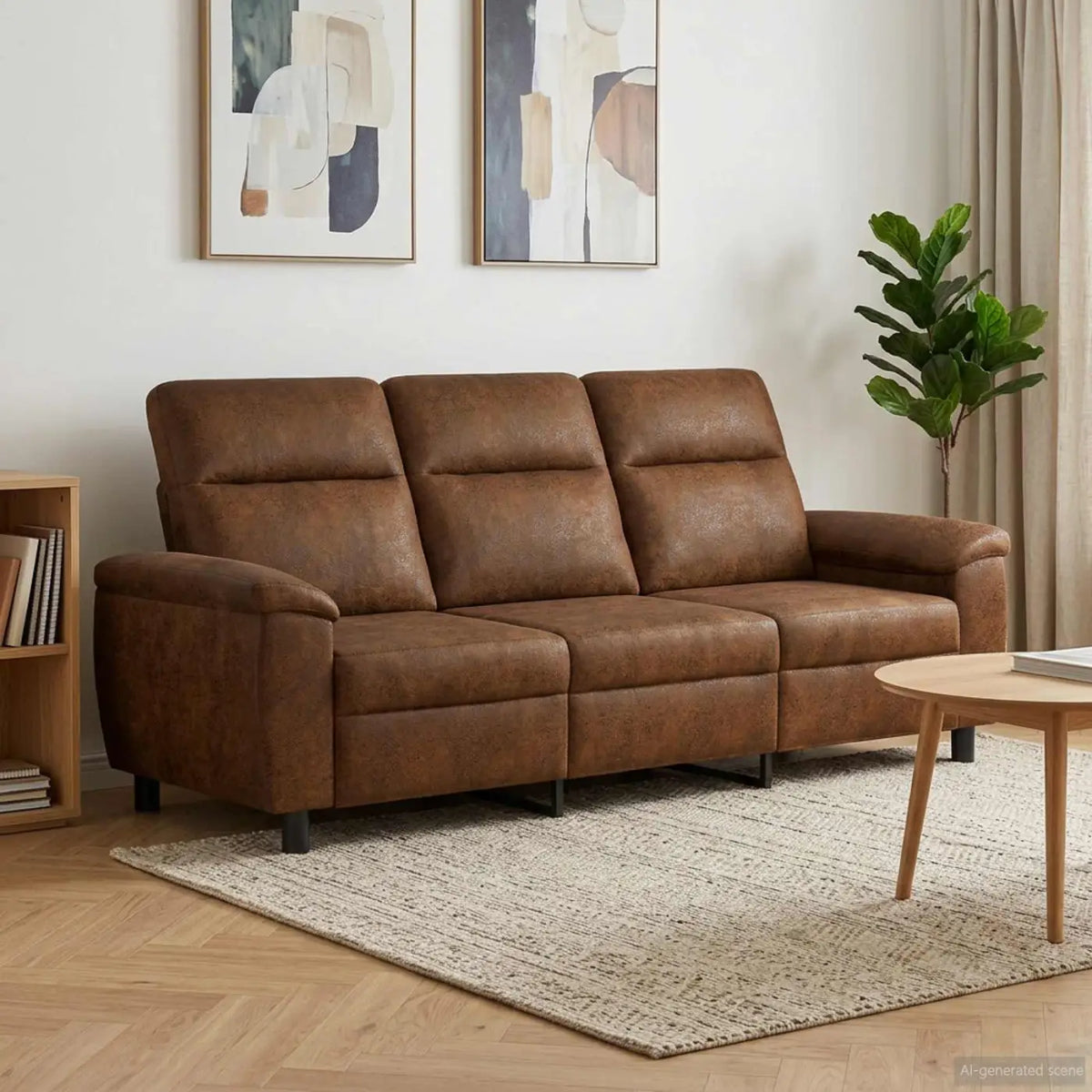 Canapé Marron 214 x 90 x 95 cm Simili daim - XIOS