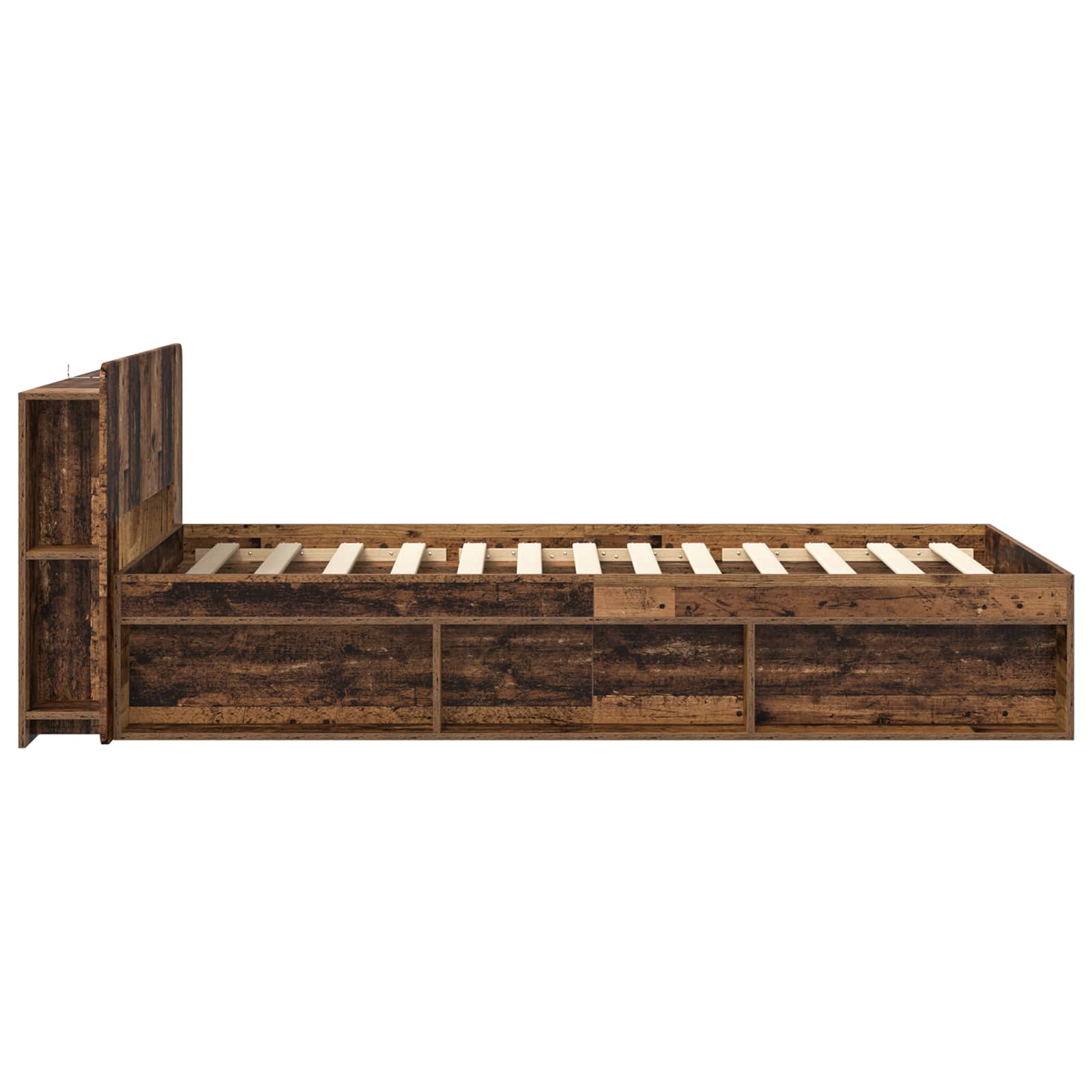 Cadre de lit avec rangement Bois ancien 75 x 190 cm