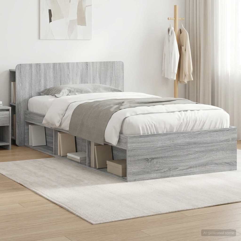 Cadre de lit avec rangement Sonoma gris 100 x 200 cm