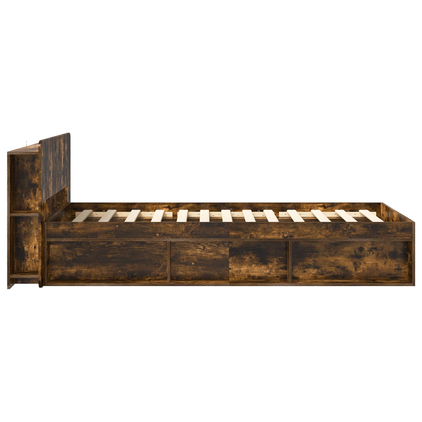 Cadre de lit avec rangement Chêne fumé 100 x 200 cm - XIOS