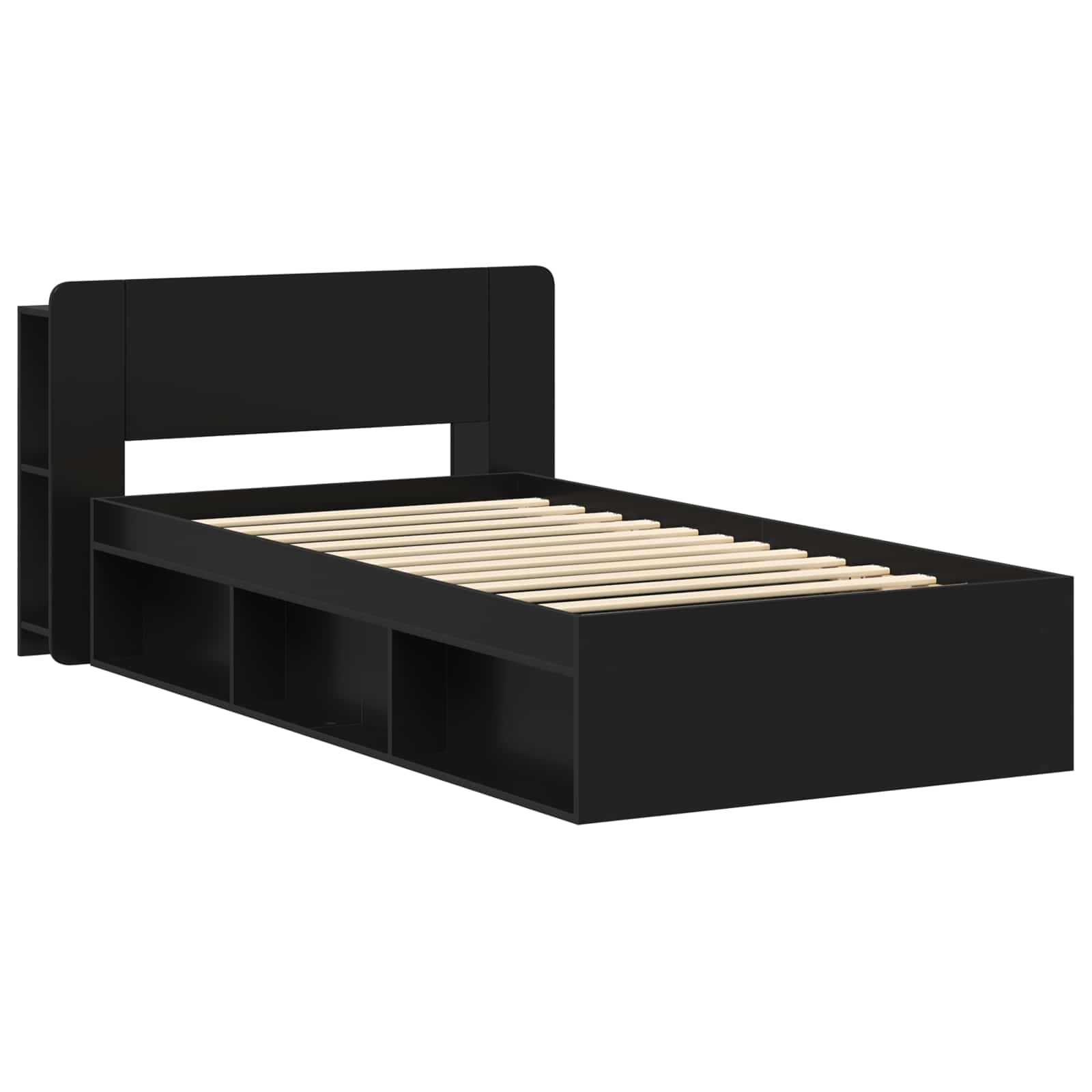 Cadre de lit avec rangement Noir 90 x 200 cm Bois d'ingénierie