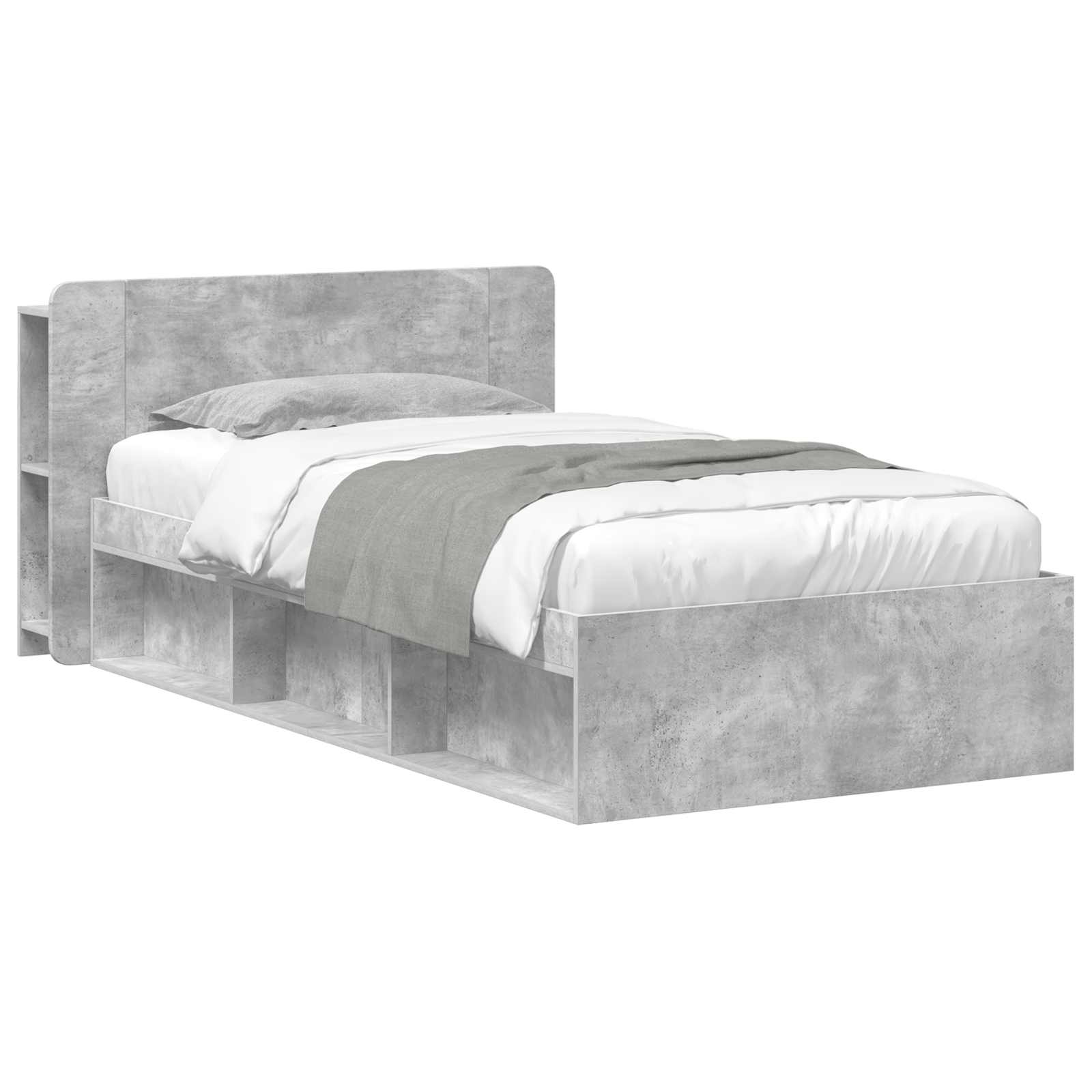 Cadre de lit avec rangement Gris béton 90 x 200 cm