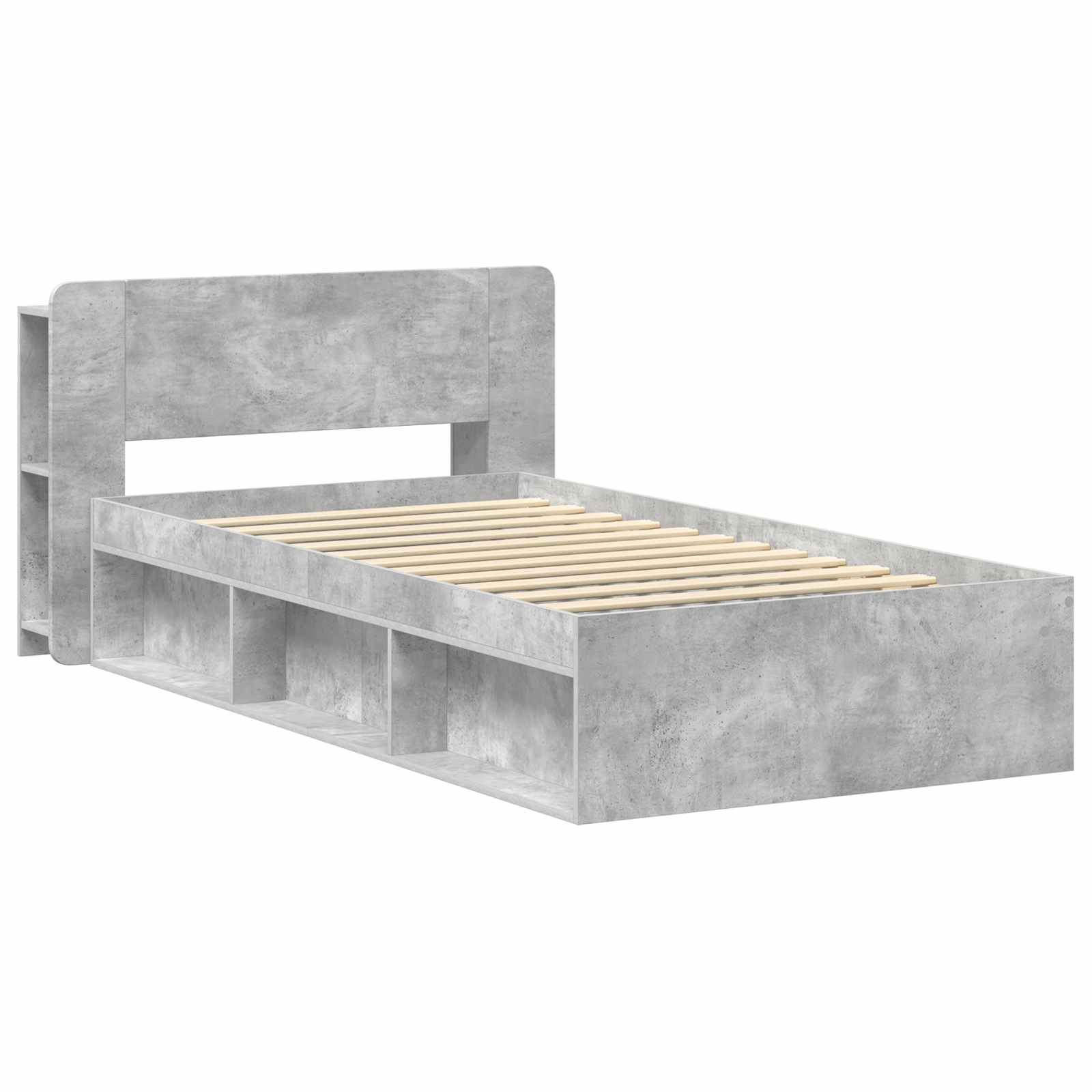 Cadre de lit avec rangement Gris béton 90 x 200 cm