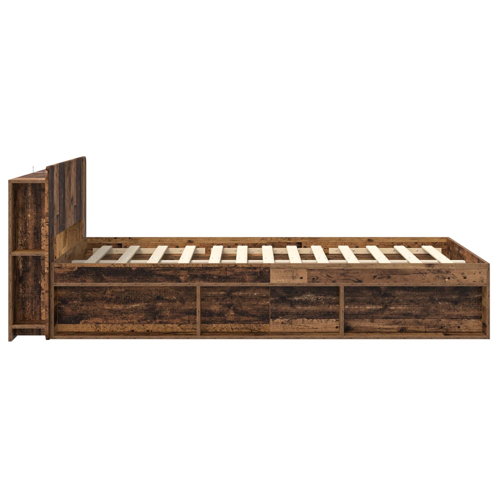 Cadre de lit avec rangement Bois ancien 120 x 190 cm