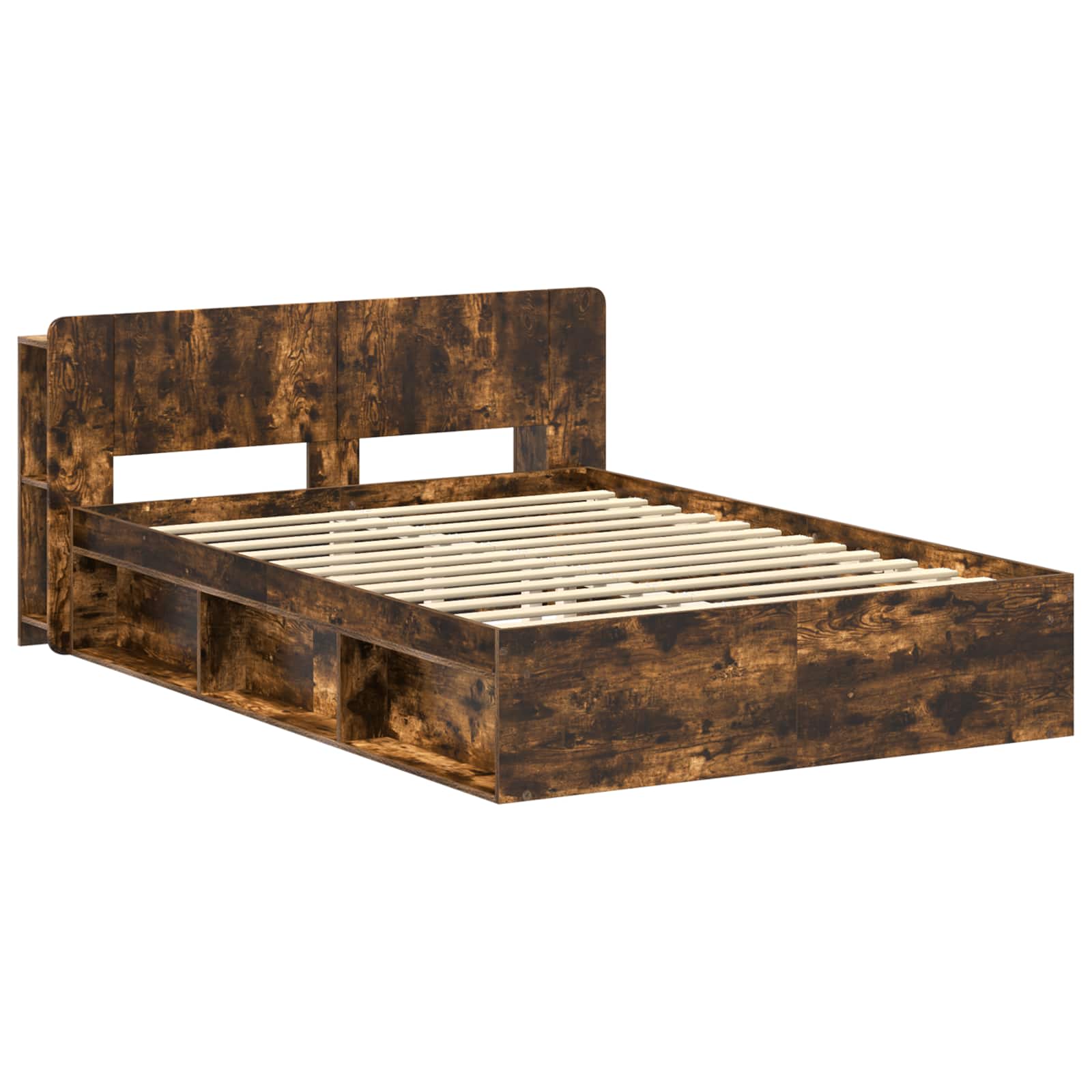 Cadre de lit avec rangement Chêne fumé 140 x 190 cm