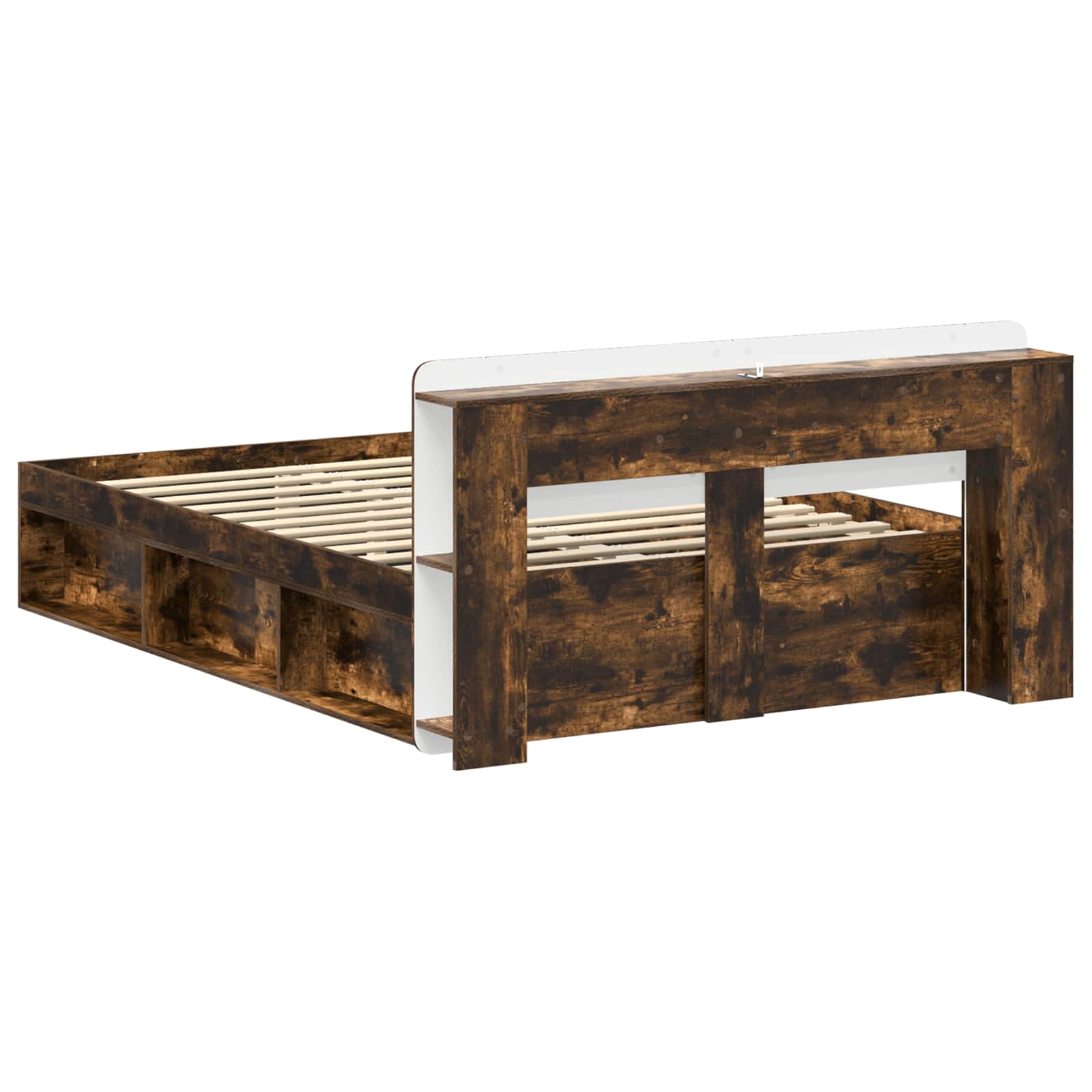 Cadre de lit avec rangement Chêne fumé 140 x 190 cm
